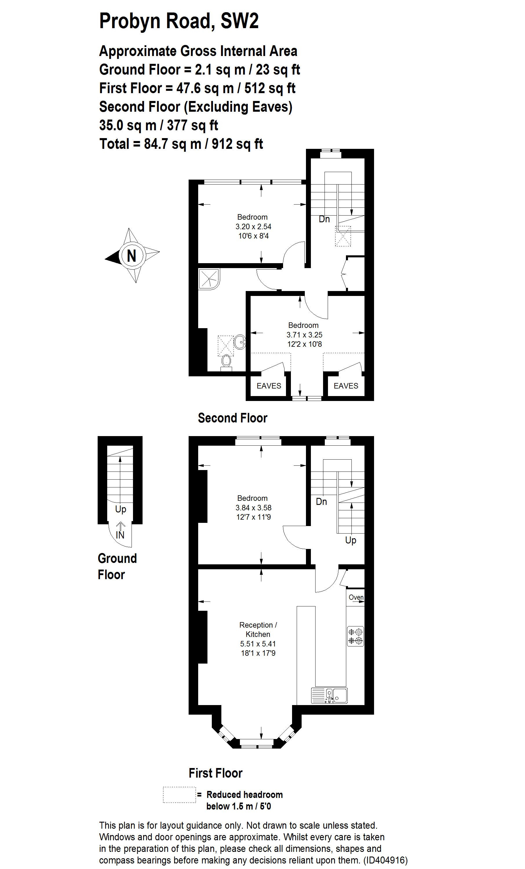 Top Floor Flat, 10, Probyn Road, London floorplan