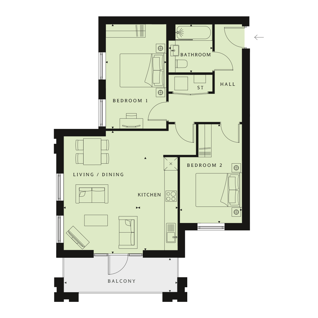 2 Bedrooms Flat for sale in 