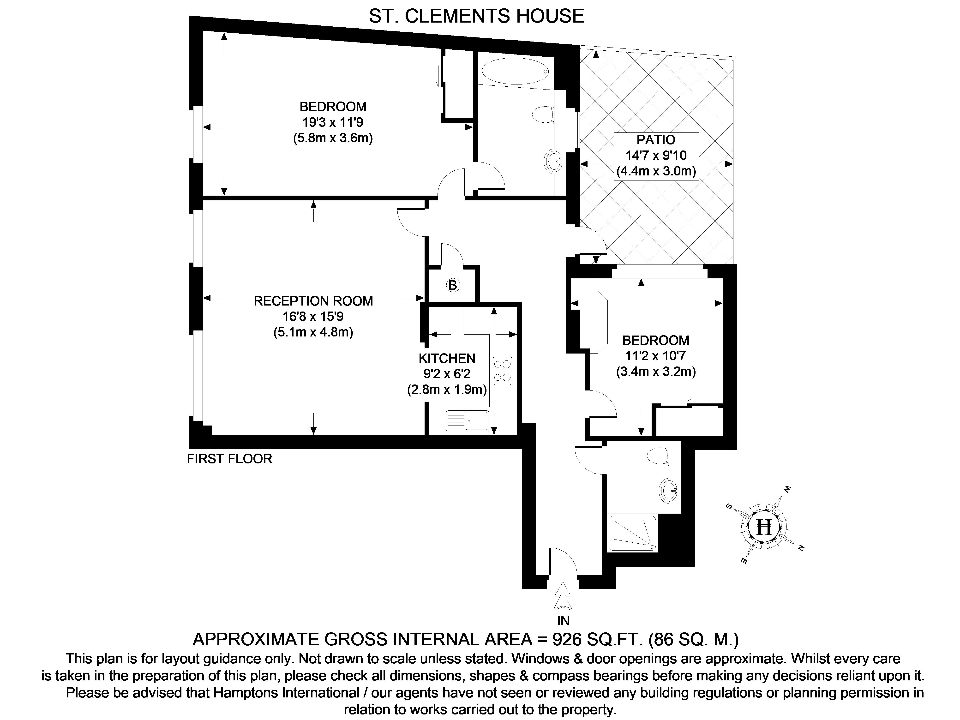 Flat 1, St. Clements House, 12 Leyden Street, London floorplan