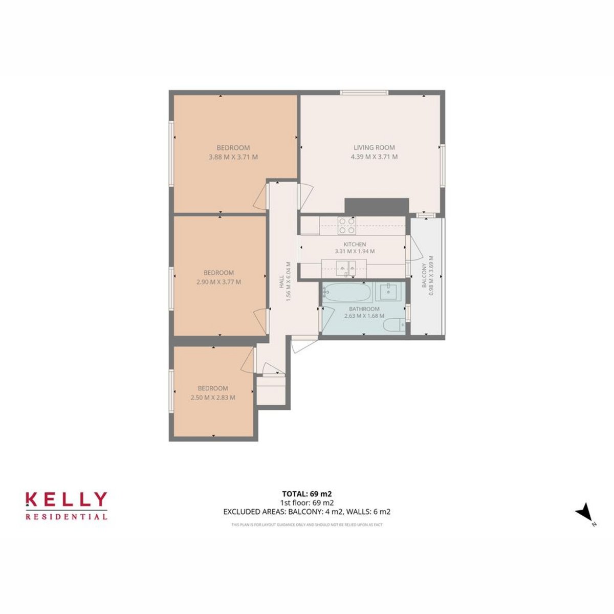 Flat 3/2, 10, Kilmuir Crescent, Glasgow floorplan