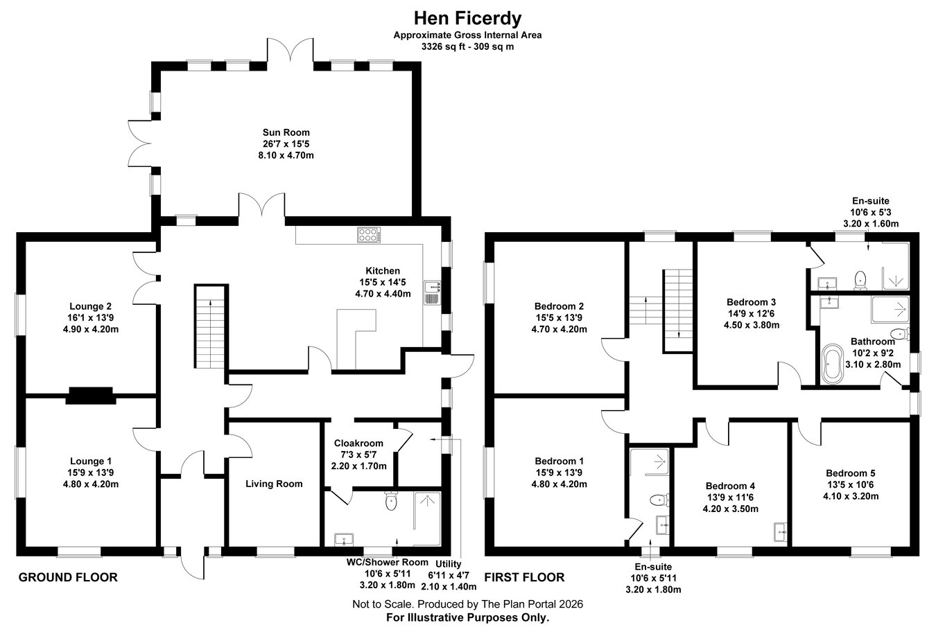 Hen Ficerdy, Pwllheli floorplan