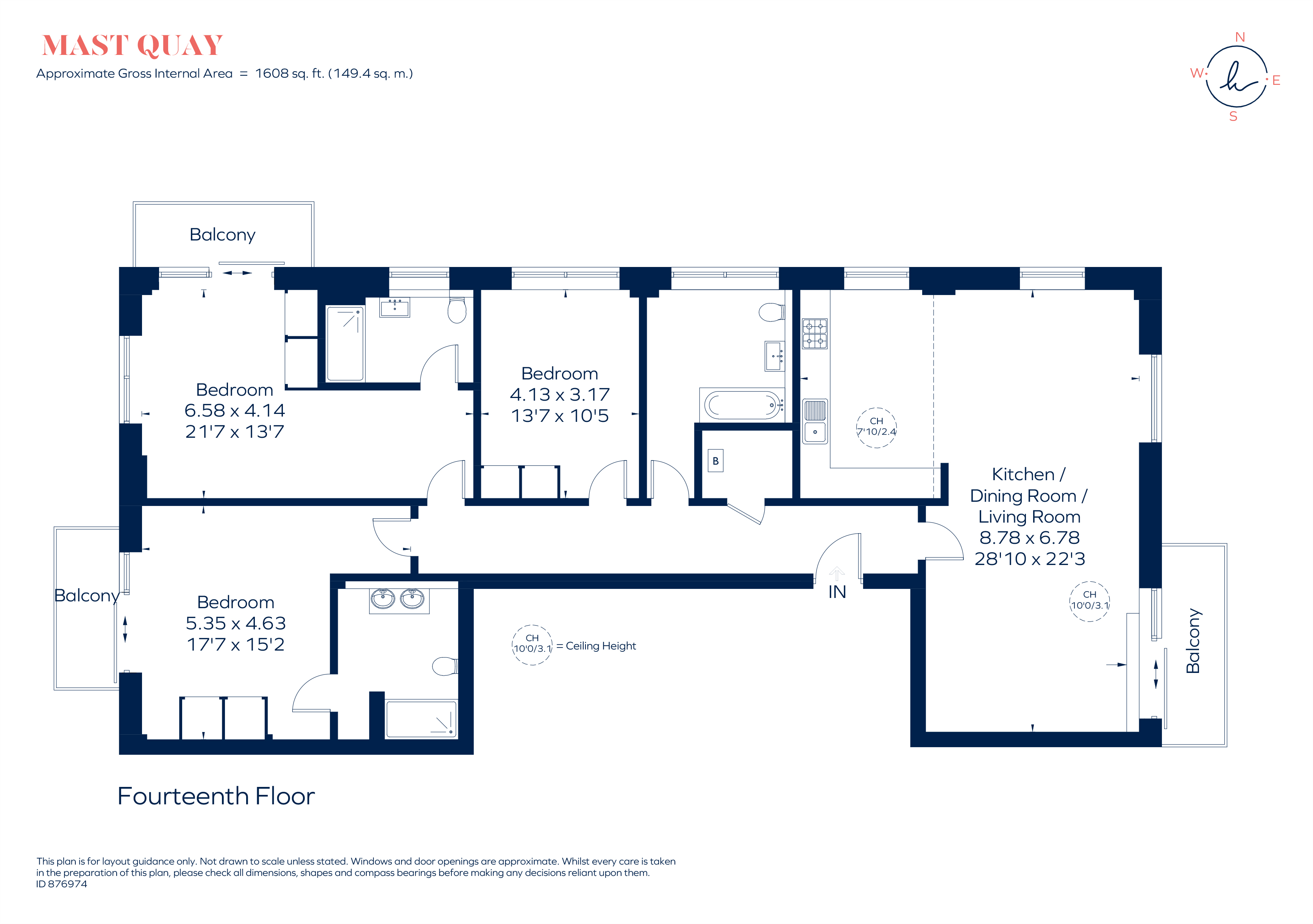 Flat 1402, Sky Sail House, 4, Mast Quay, London floorplan