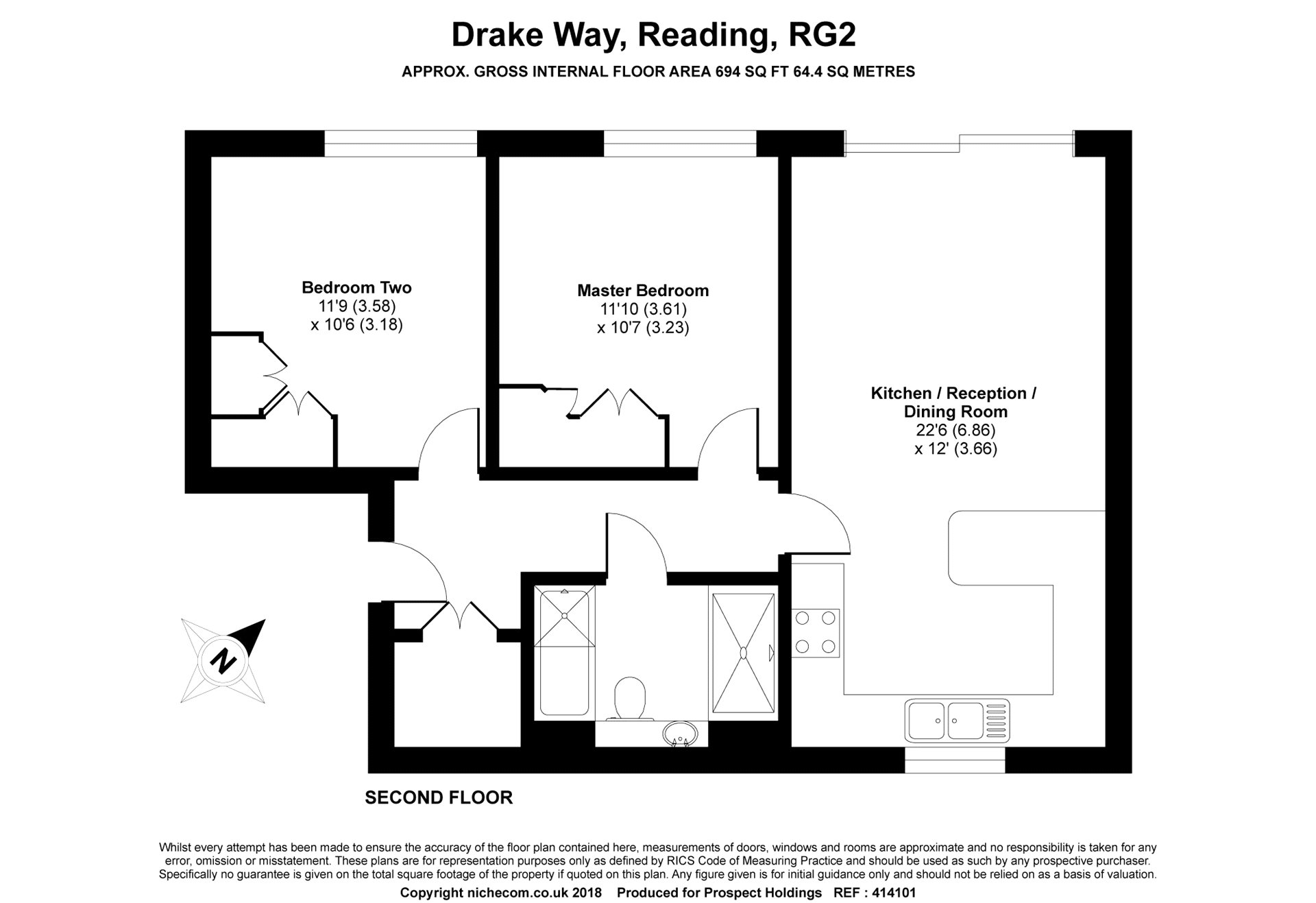 2 Bedrooms Flat to rent in Drake Way, Reading, Berkshire RG2