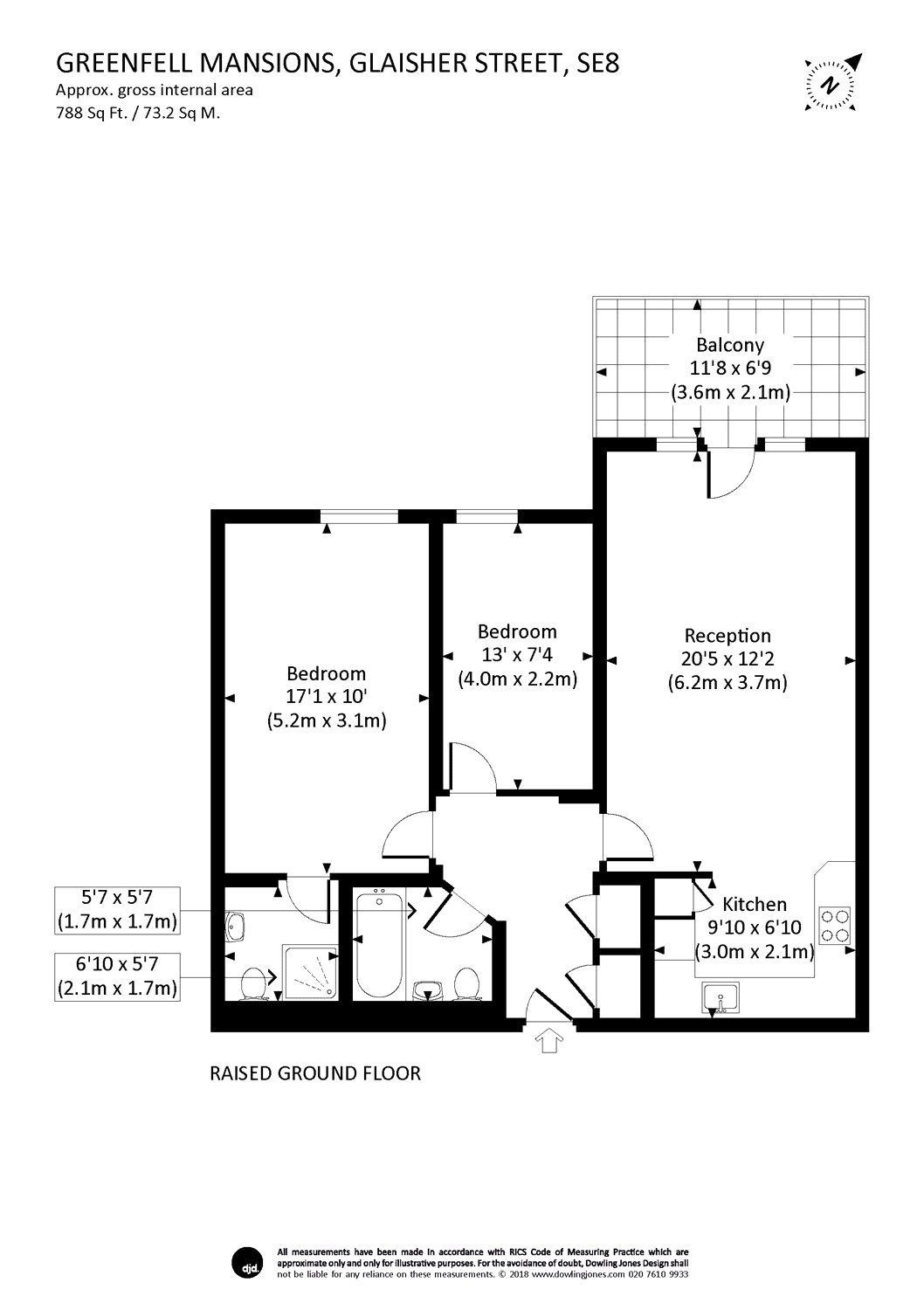 2 Bedrooms Flat for sale in Greenfell Mansions, Glaisher Street, London SE8