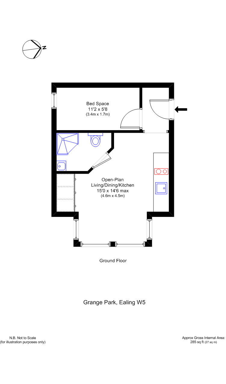 1 Bedrooms Studio to rent in Grange Park, Ealing, London W5