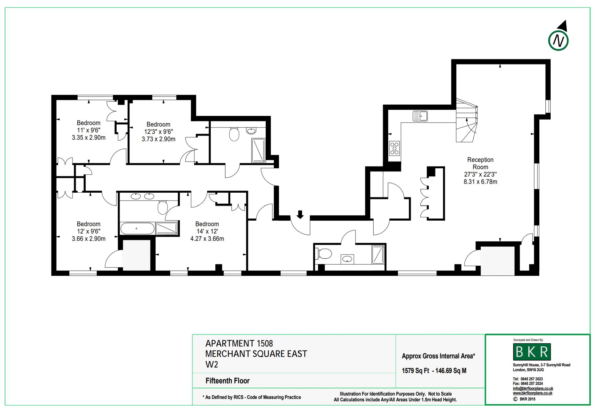 1508 4B Merchant Square, London floorplan