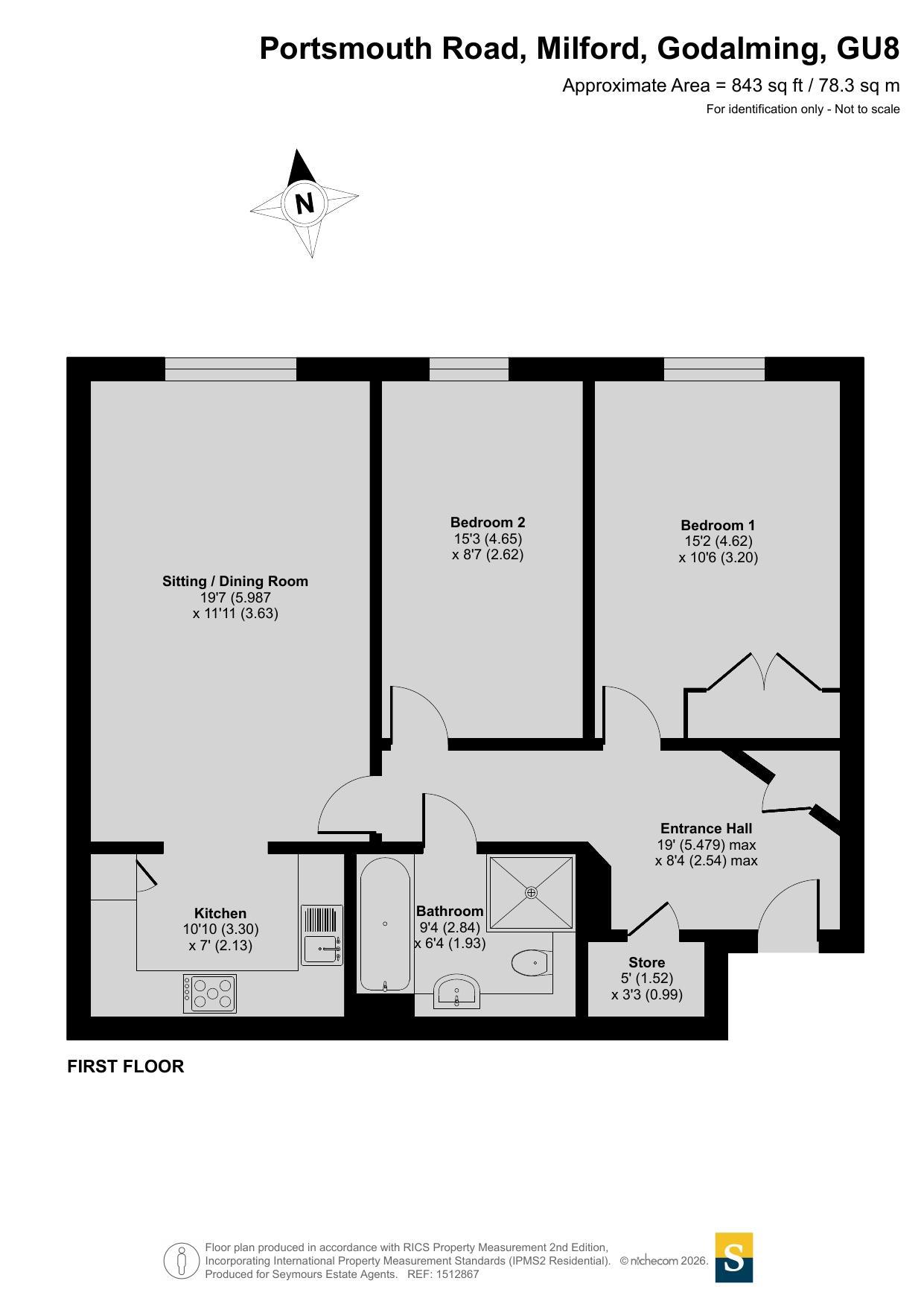 Flat 9, Butlers Place,, Portsmouth Road, Godalming floorplan