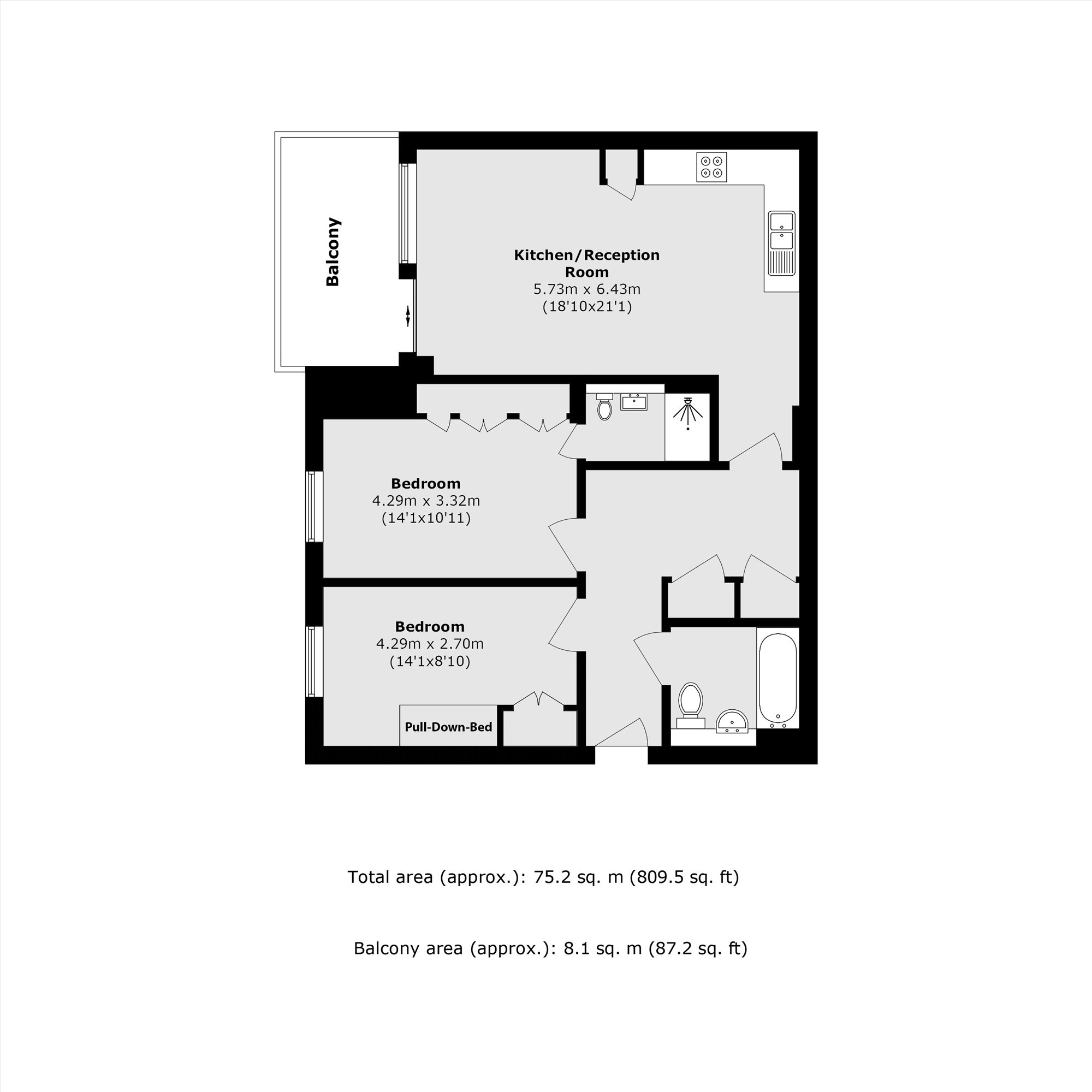 101 Orton House, 81, Plough Lane, London floorplan