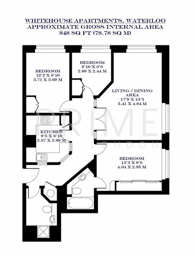 715, Whitehouse Apartments, South Bank floorplan