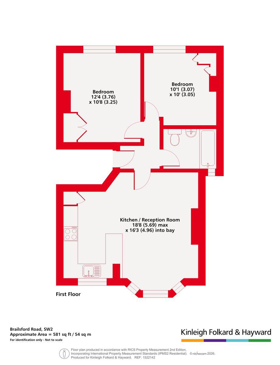 First Floor Flat, 61, Brailsford Road, London floorplan