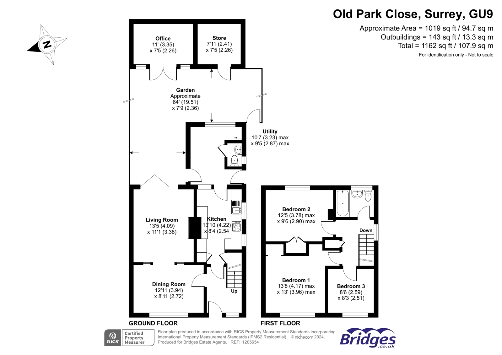 3 bed semidetached house for sale in Old Park Close, Farnham, Surrey