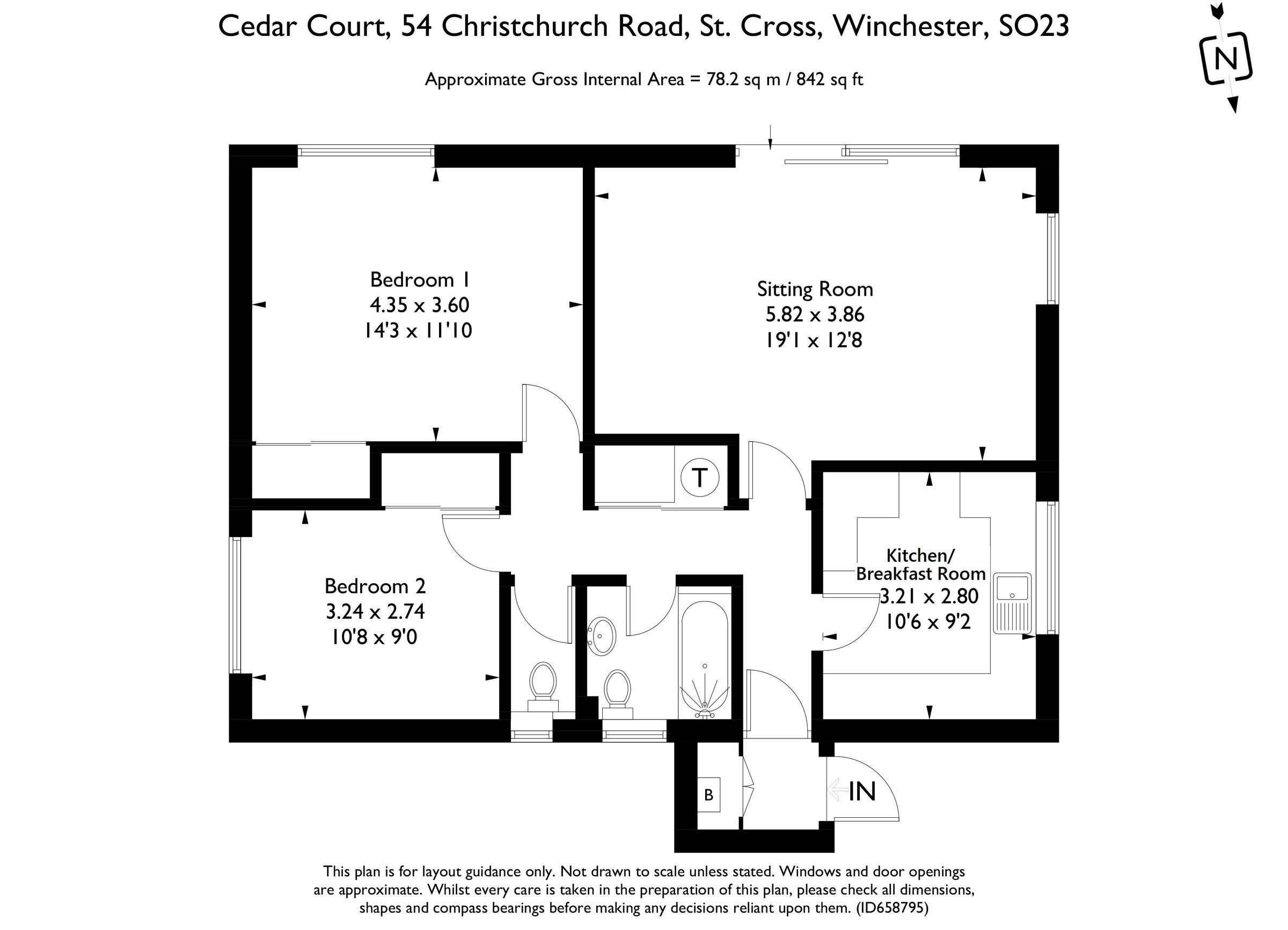 Flat 2 Cedar Court, 54, Christchurch Road, Winchester floorplan