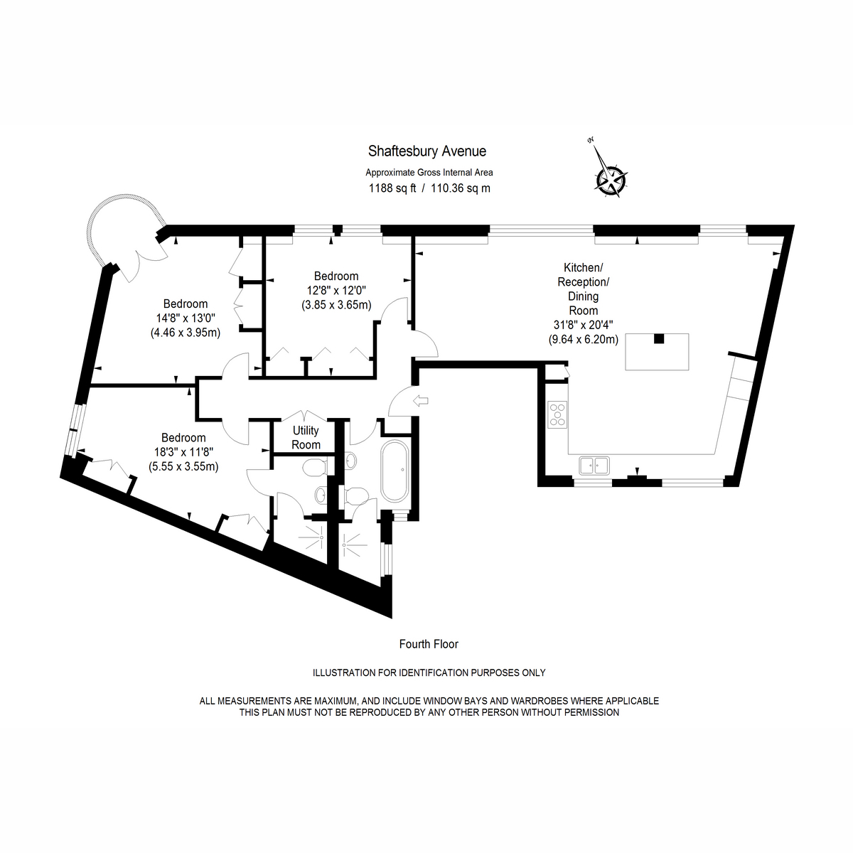 Flat 4.1, 52, Shaftesbury Avenue, London floorplan