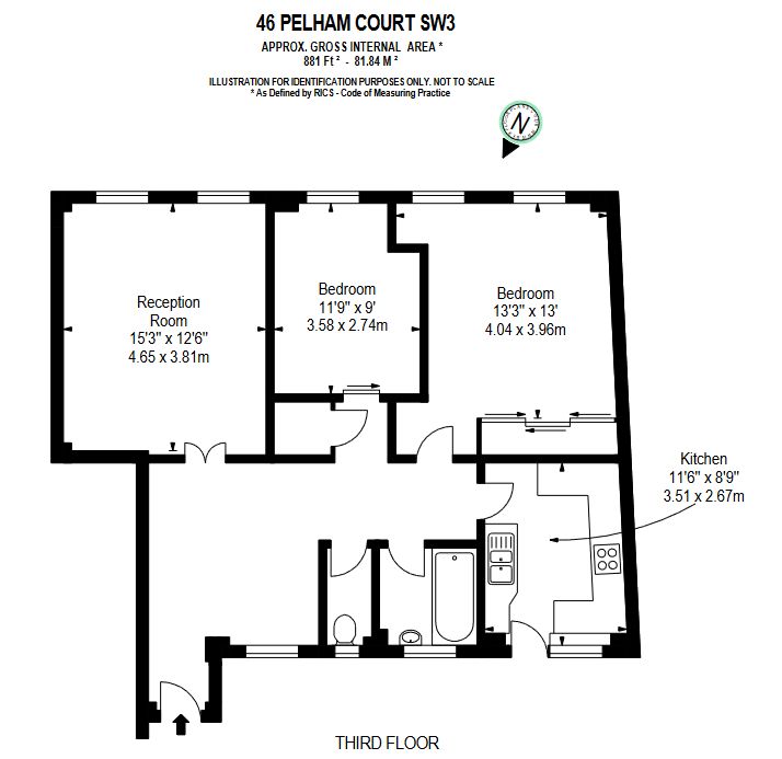 46 Pelham Court, 145 Fulham Road, London floorplan