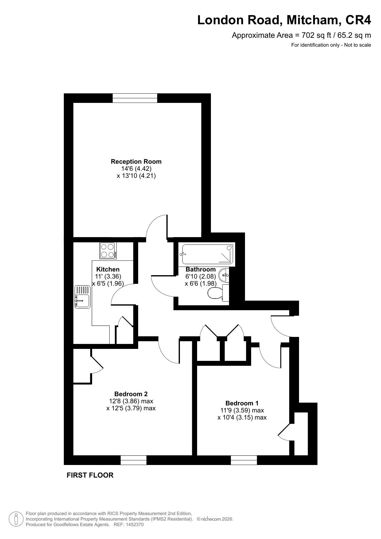 Flat 12, Churchill House, 184, London Road, Mitcham floorplan