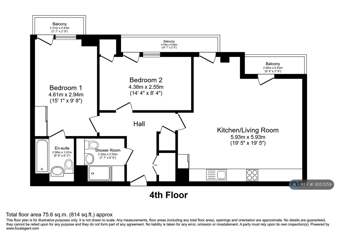 Flat, Hutley Wharf Branch Place, London floorplan