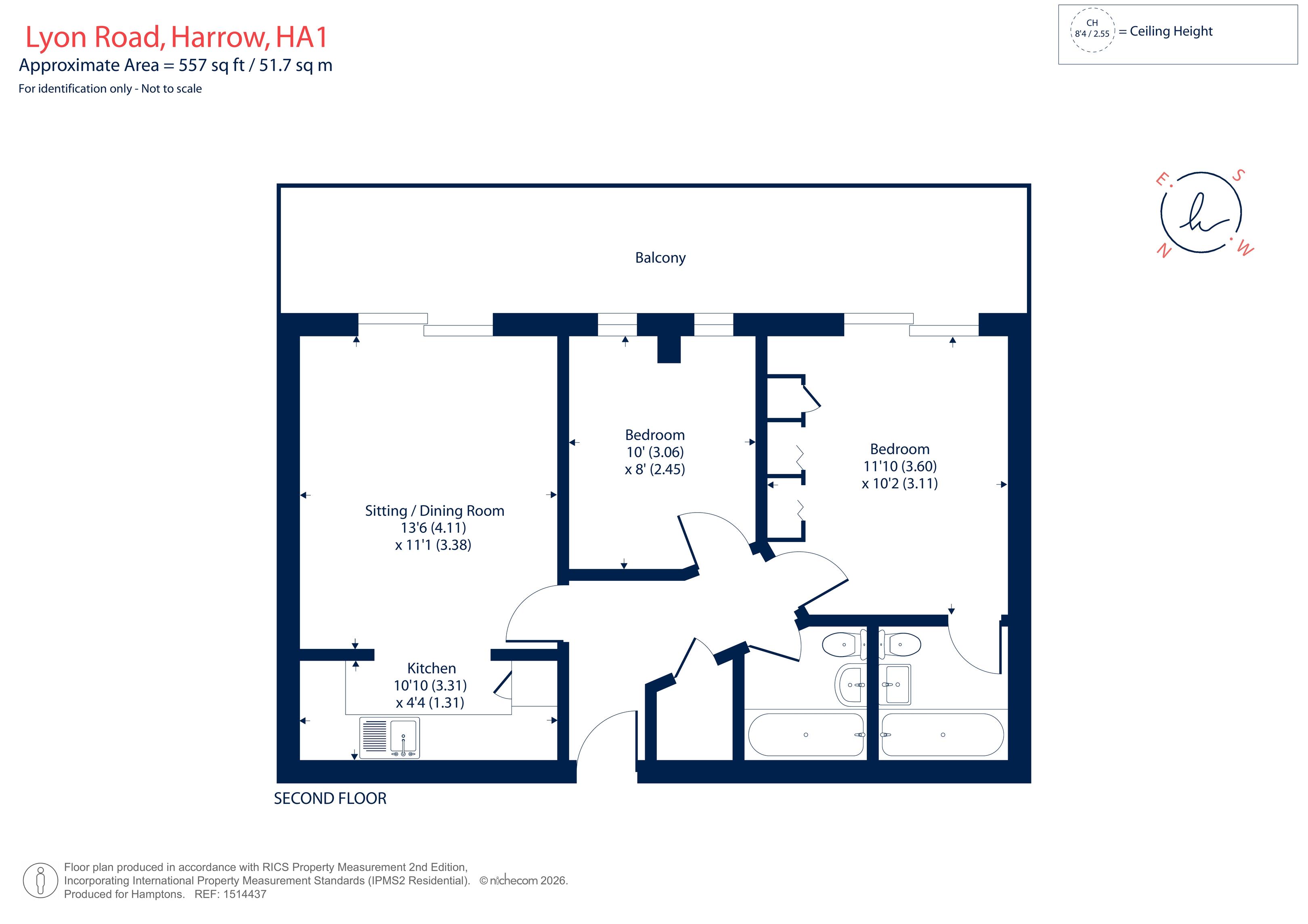 Flat 226, Platinum House, Lyon Road, London floorplan