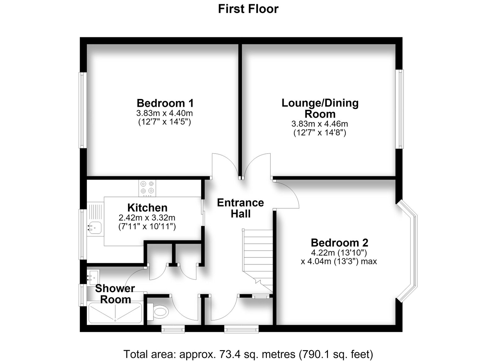 Flat 3, Westminster Court, Penylan floorplan