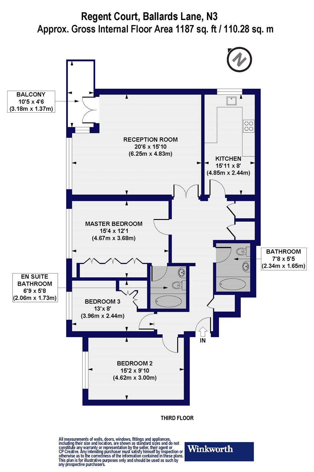 3 Bedrooms Flat to rent in Regent Court, 190 Ballards Lane, London N3
