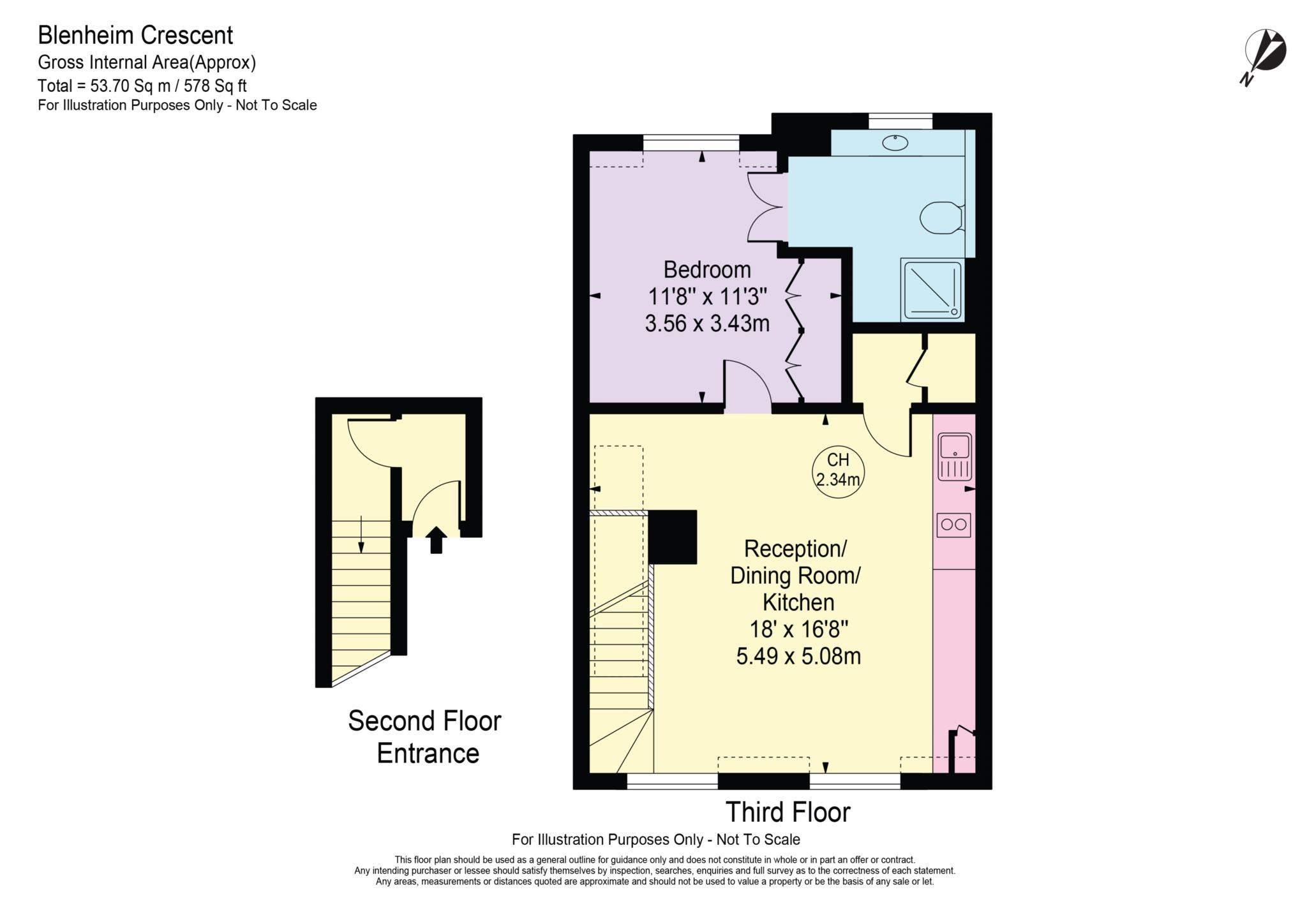 3rd Floor Flat, Blenheim Crescent, London floorplan