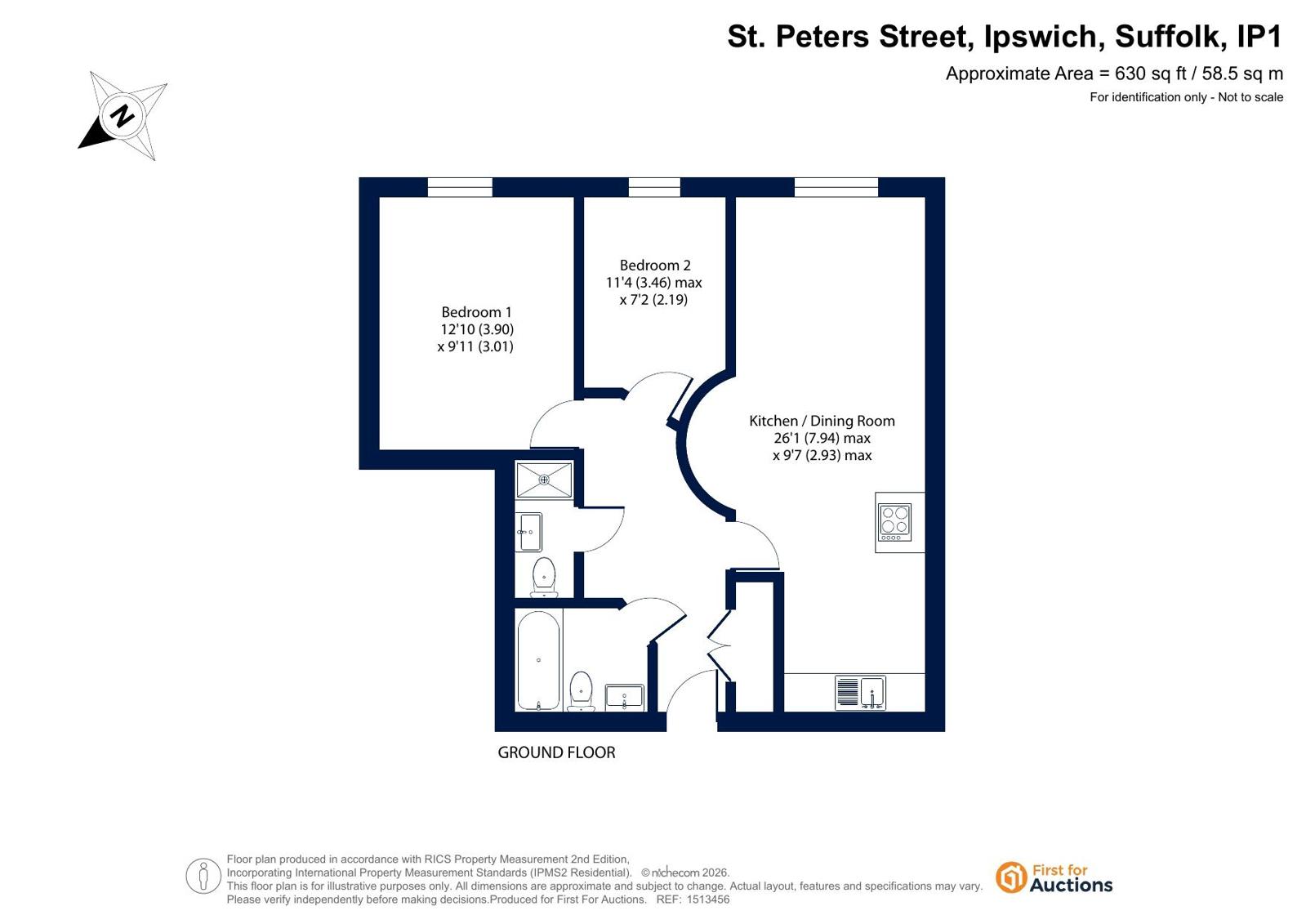 Flat 3, Curzon House, 3, St. Peters Street, Suffolk floorplan