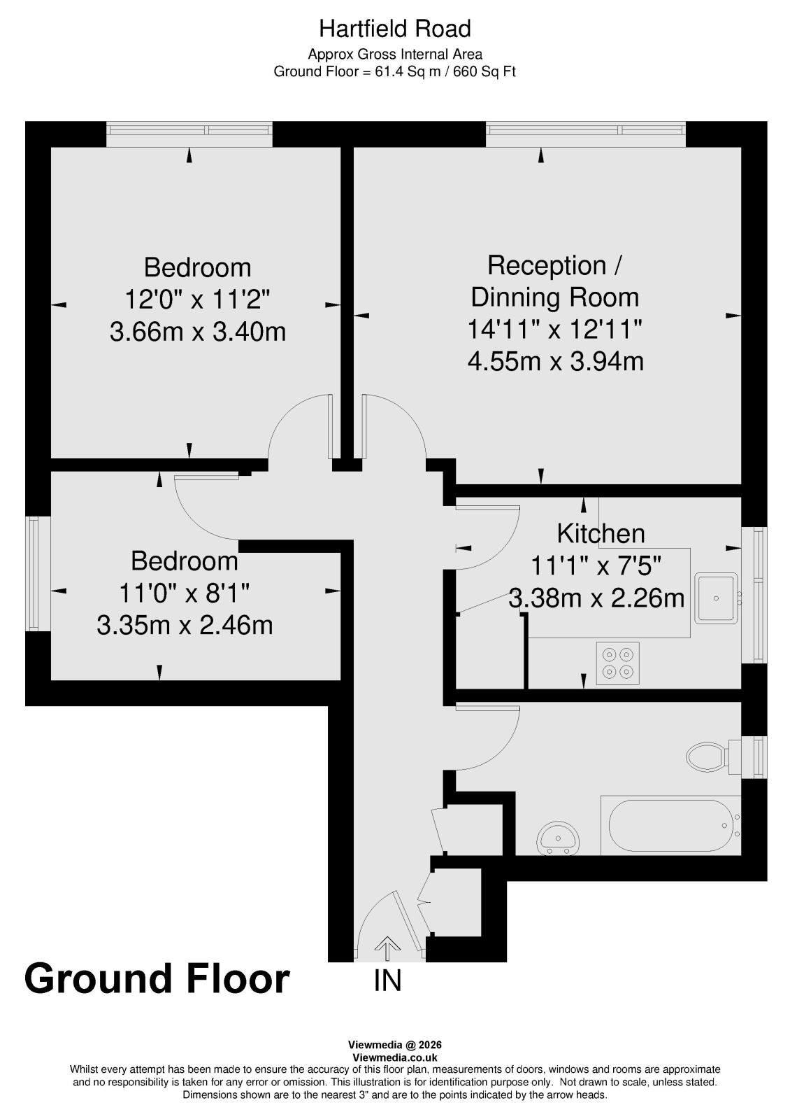 Flat 1, 146-148,, Hartfield Road, London floorplan