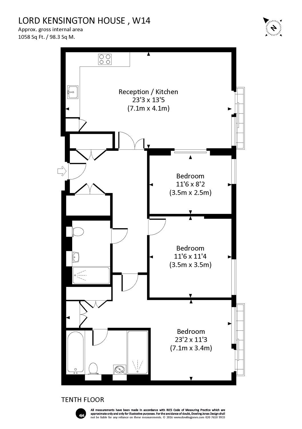 3 Bedrooms Flat to rent in Lord Kensington House, 5 Radnor Terrace, Kensington, London W14