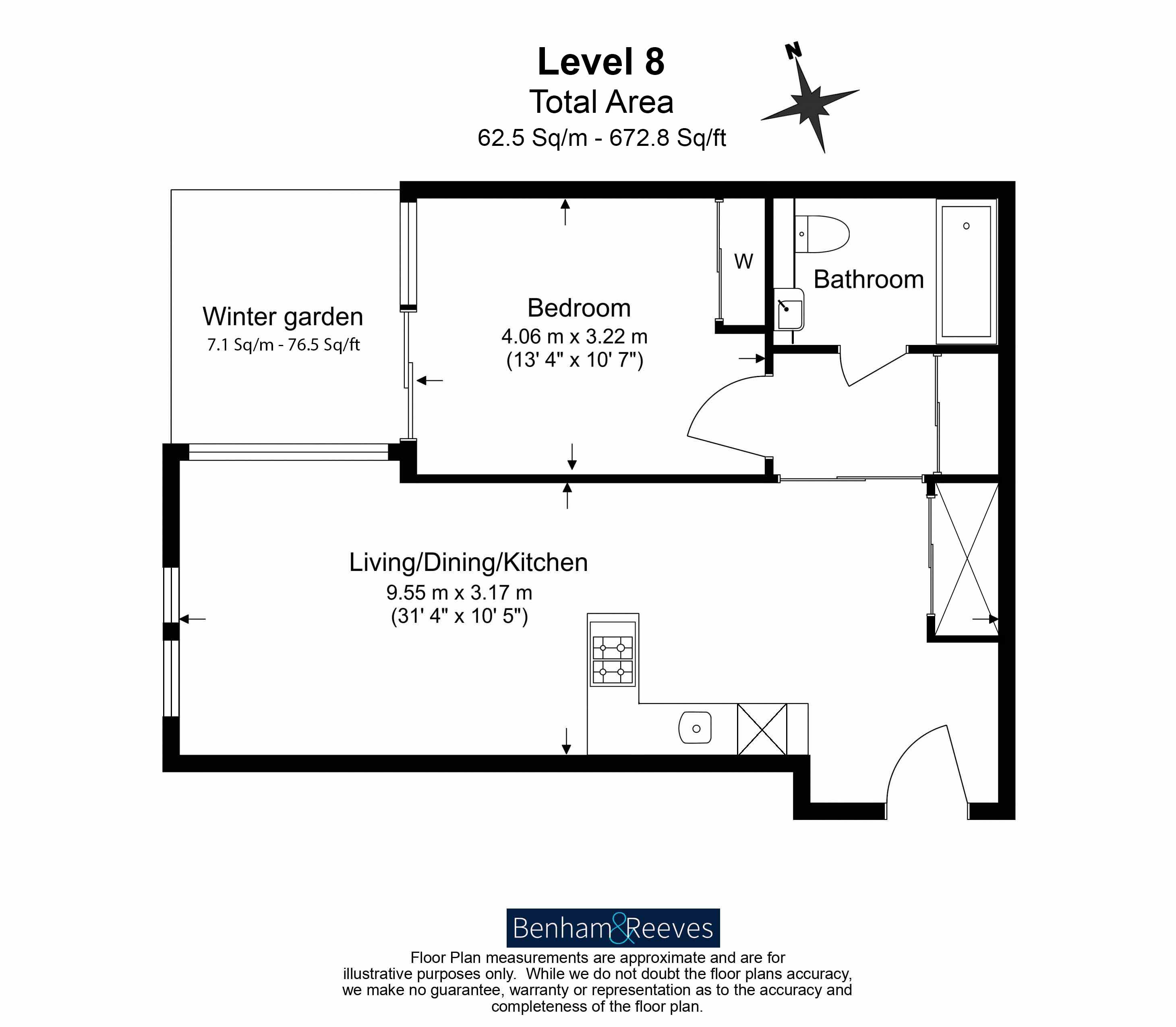 Flat 0809 Damac Tower, 67, Bondway, Nine Elms floorplan