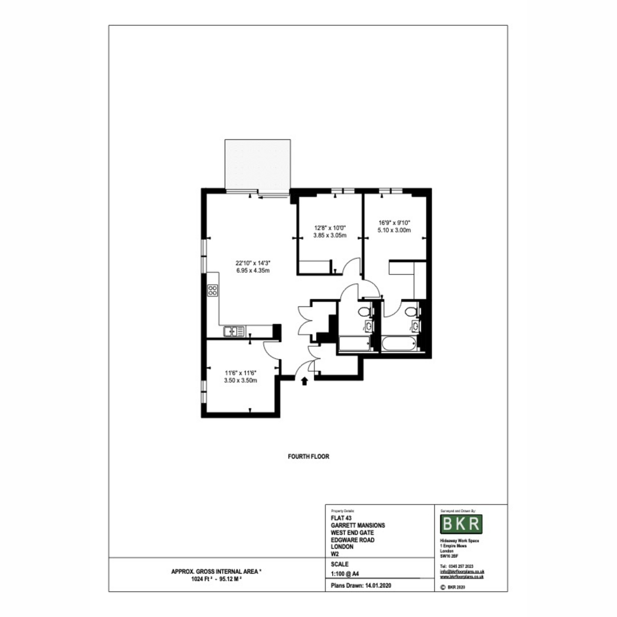 Flat 43, 287, Edgware Road, London floorplan