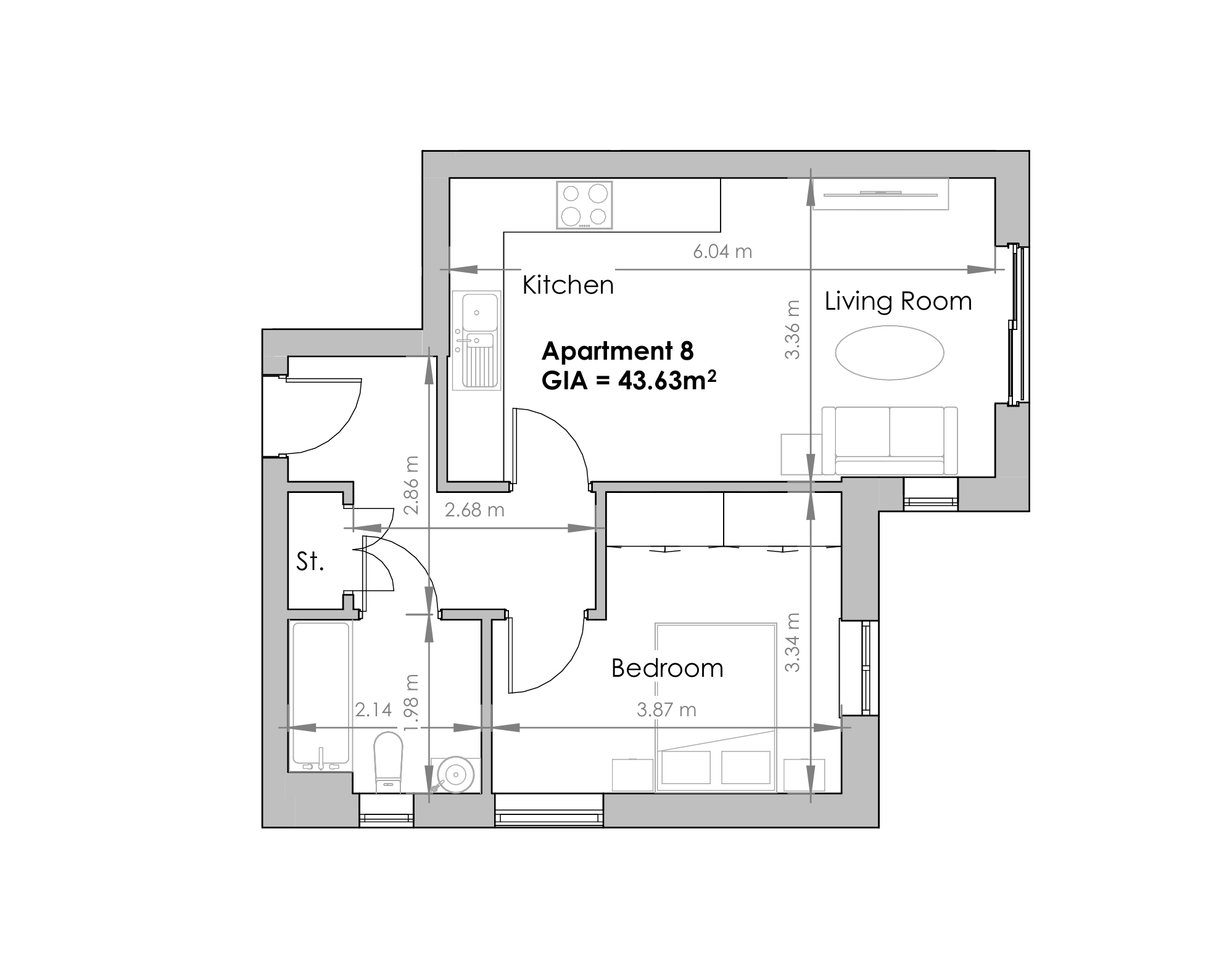 Apartment 8, Newquay floorplan