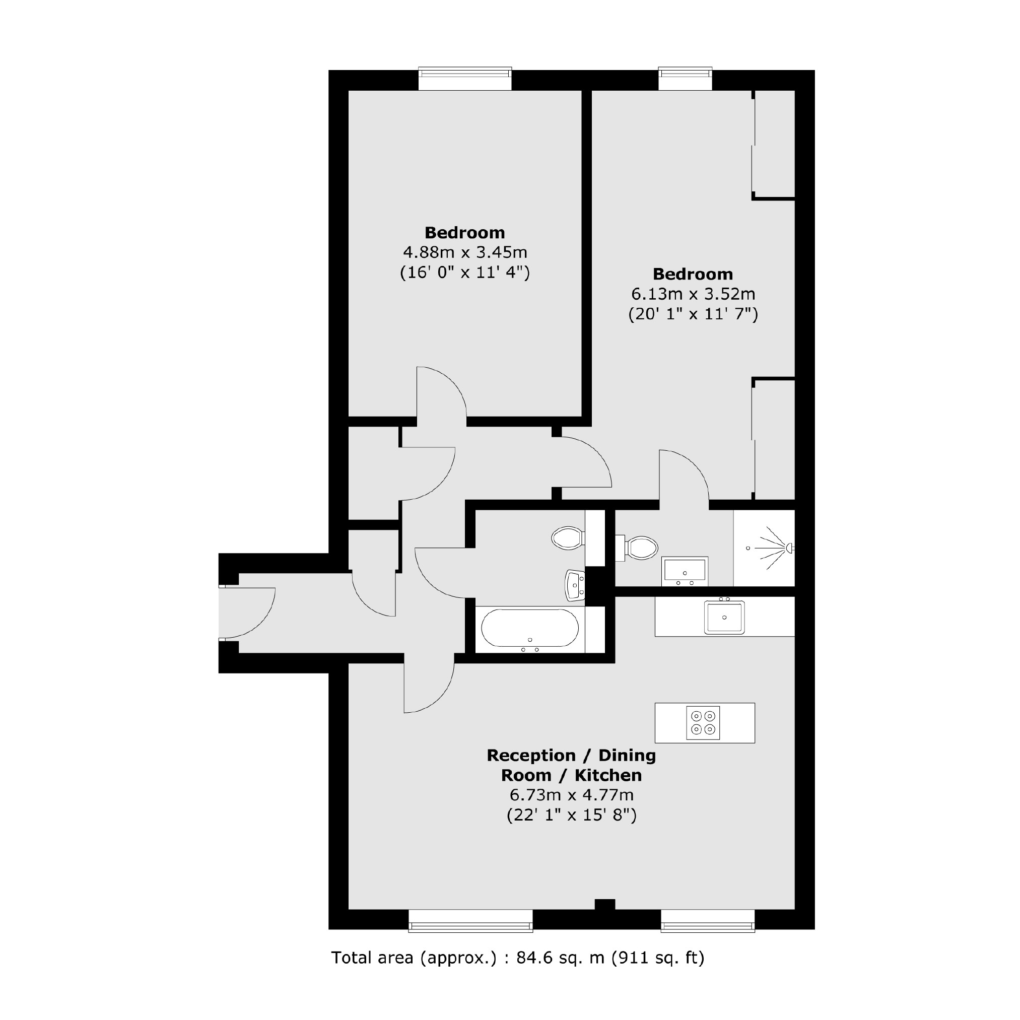 Flat 7, 168, Tower Bridge Road, London floorplan