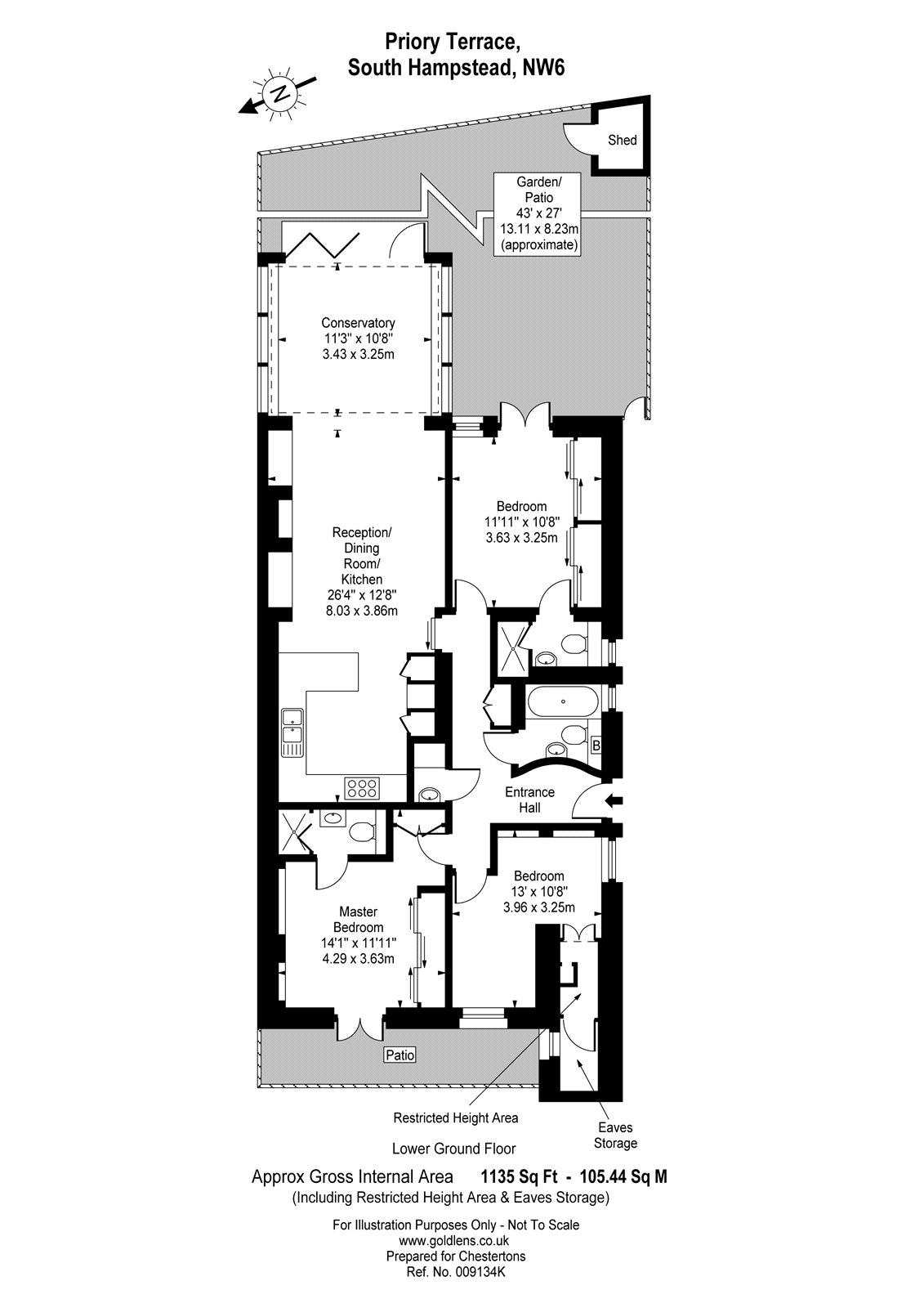 3 Bedrooms Flat to rent in Priory Terrace, South Hampstead, London NW6