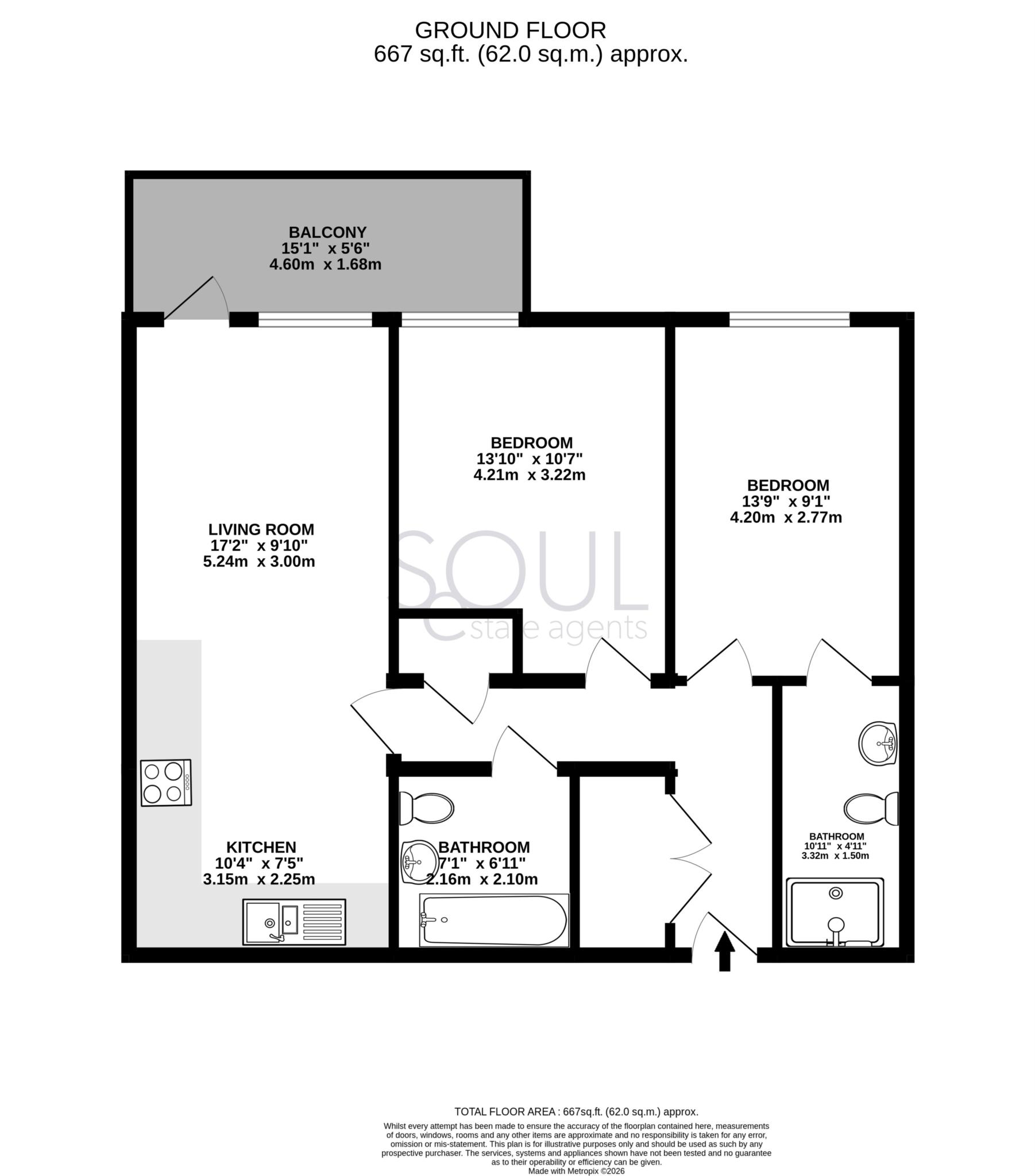 Flat 1 Loweswater, Powdermill Close, New Malden floorplan