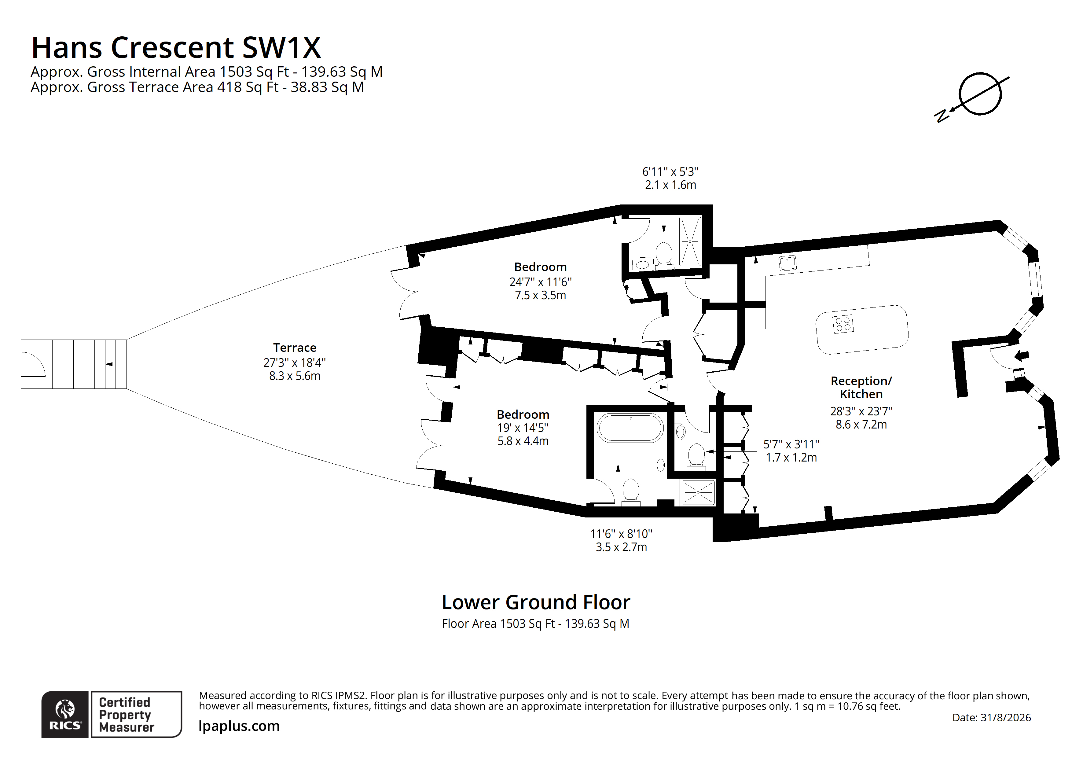 Flat 2, 14-16, Hans Crescent, London floorplan