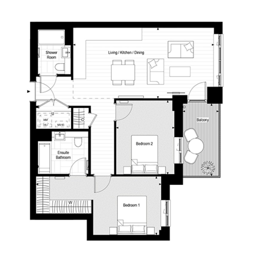 Flat 702 Burrell House 4, Langham Grove, London floorplan