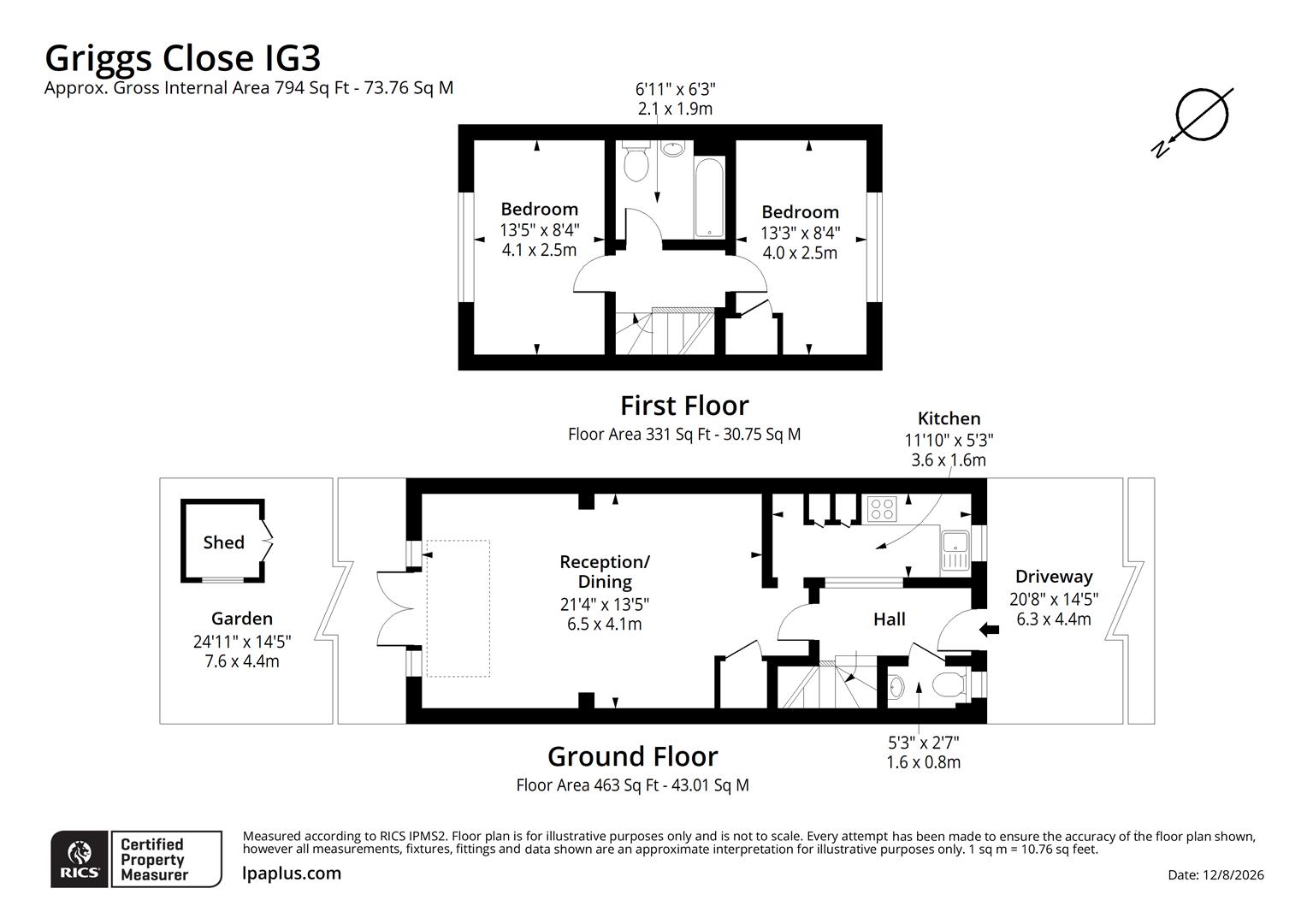 12, Griggs Close, Ilford floorplan