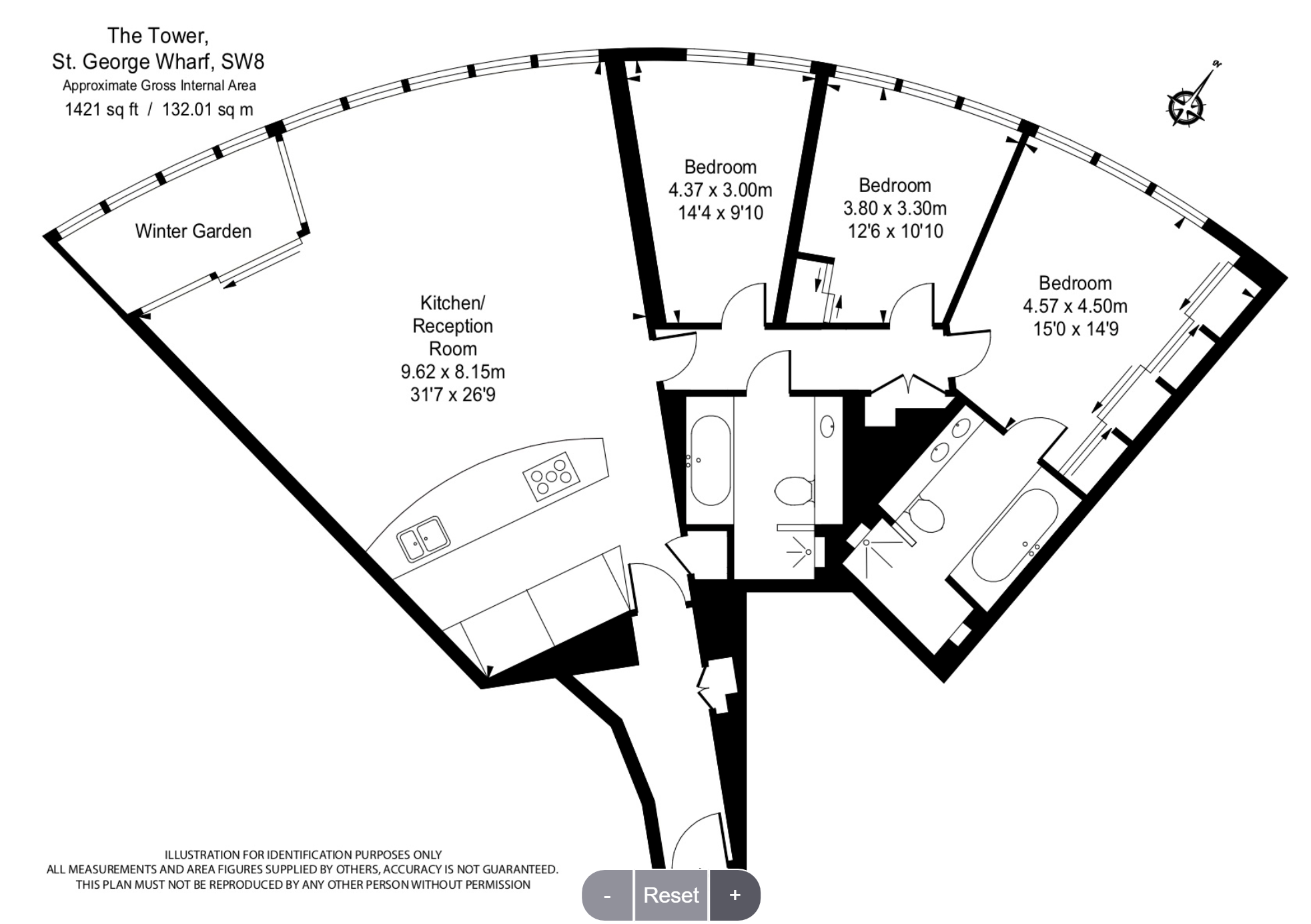 3 Bedrooms Flat to rent in St. George Wharf, London SW8