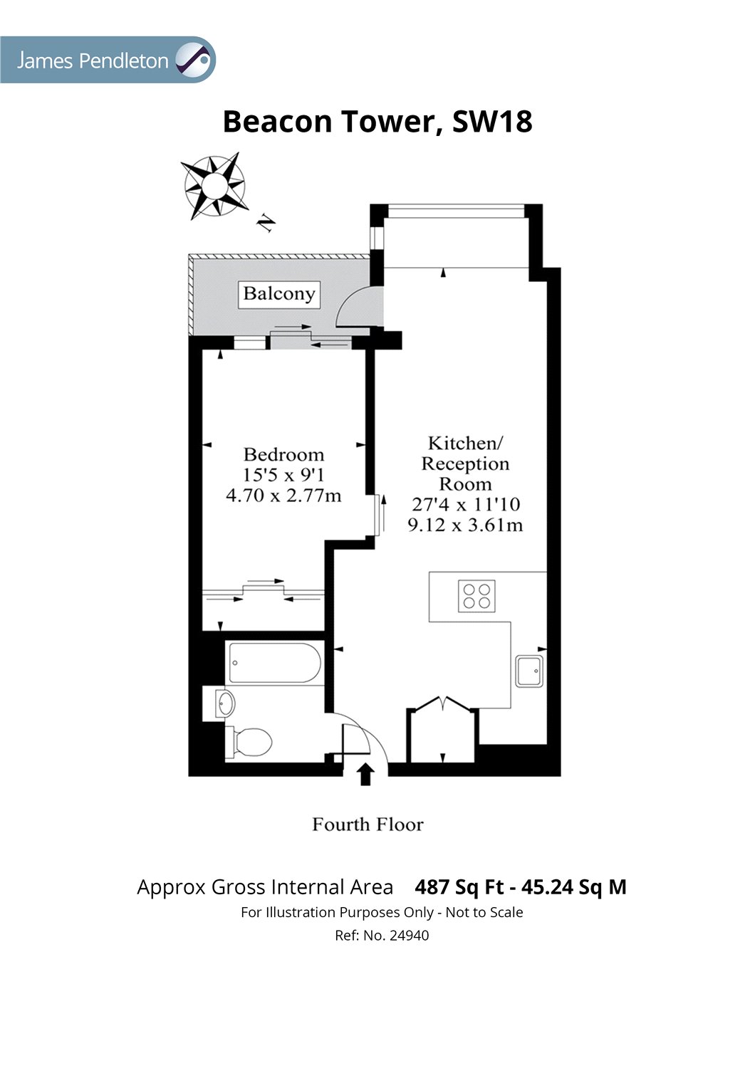 1 Bedrooms Flat to rent in Beacon Tower, 1 Spectrum Way, Wandsworth, London SW18