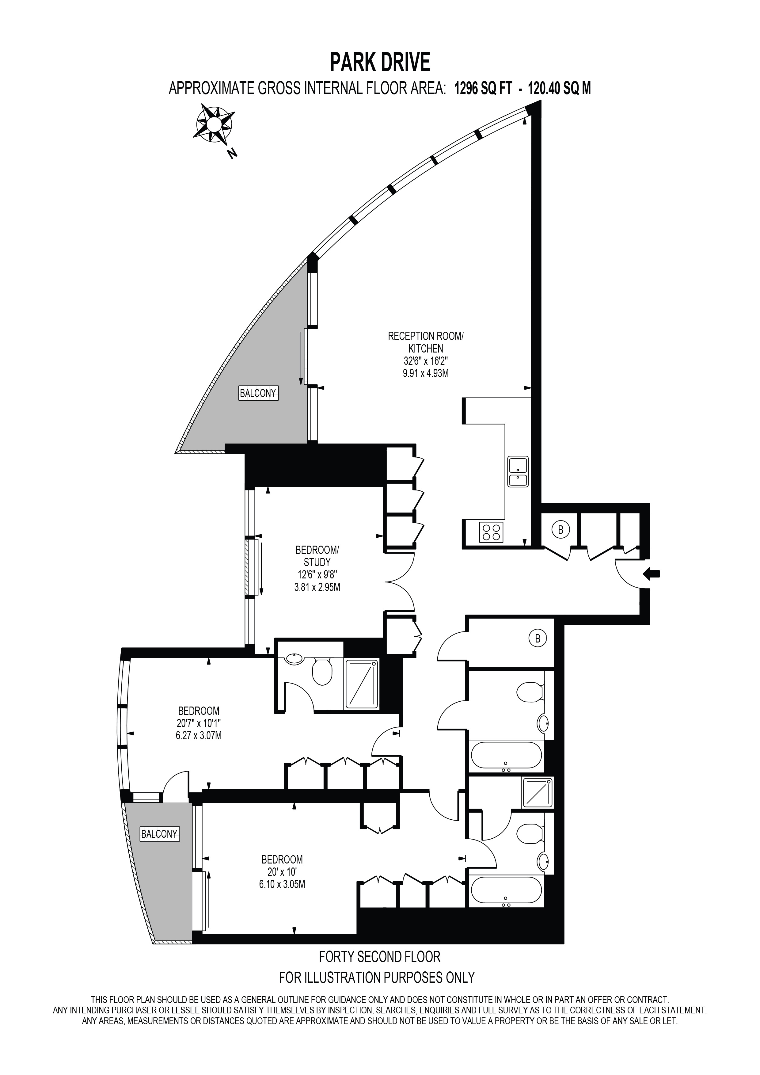 Apartment 4204 1, Park Drive, London floorplan