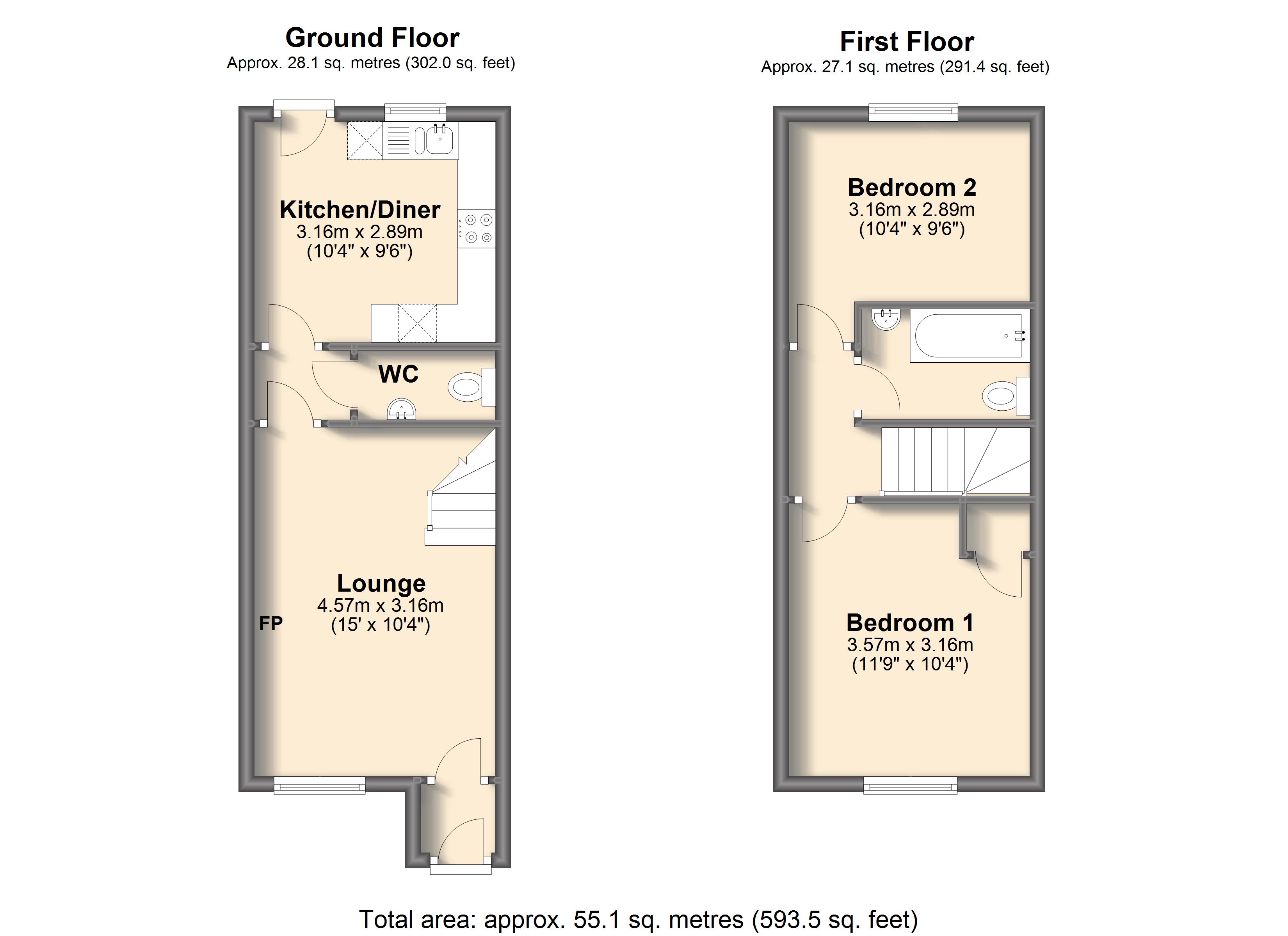 2 Bedrooms Terraced house to rent in Howells Place, Mastin Moor, Chesterfield S43