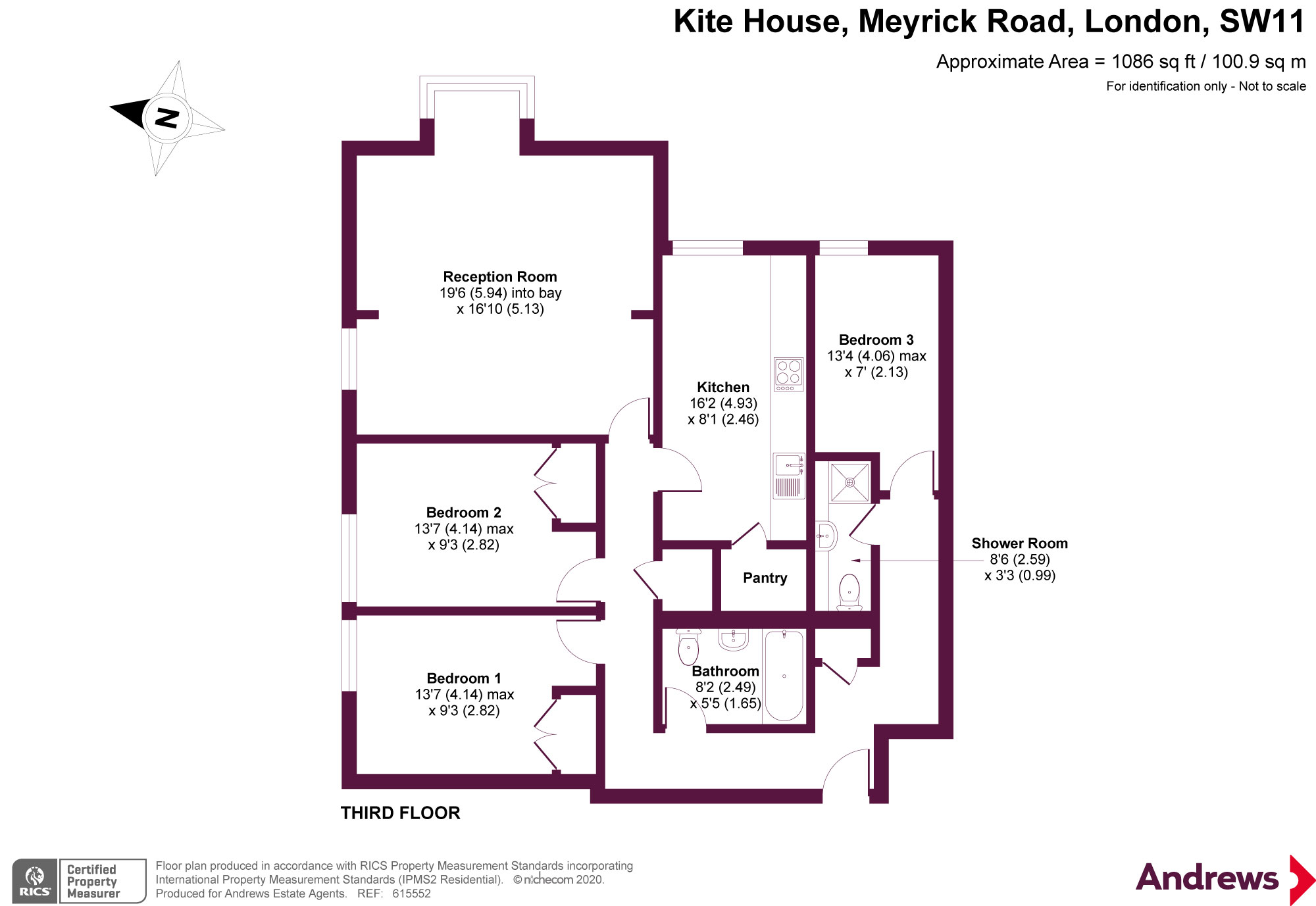 Flat 22, Kite House, 50, Meyrick Road, London floorplan