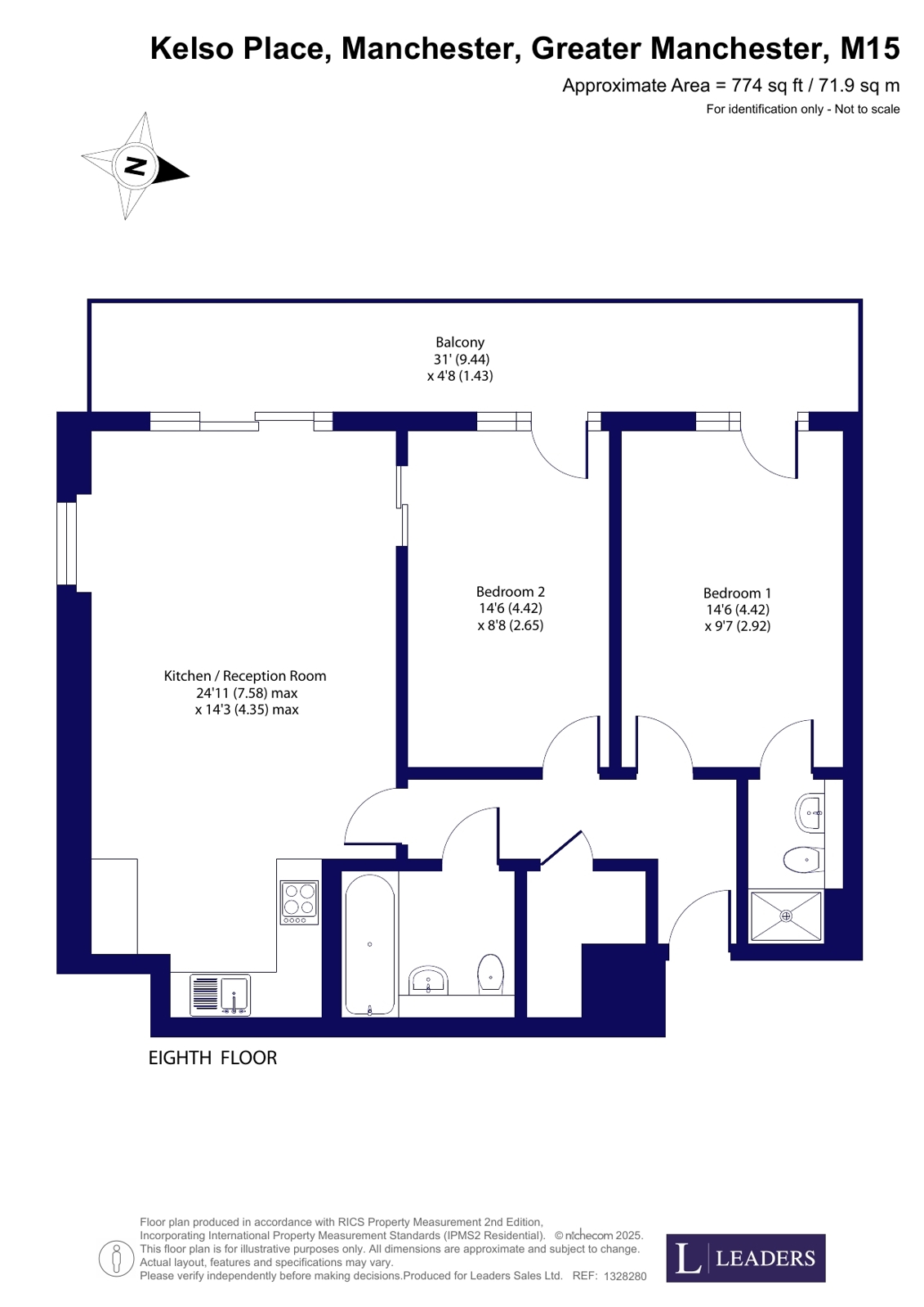 Apartment 383, 3, Kelso Place, Greater Manchester floorplan