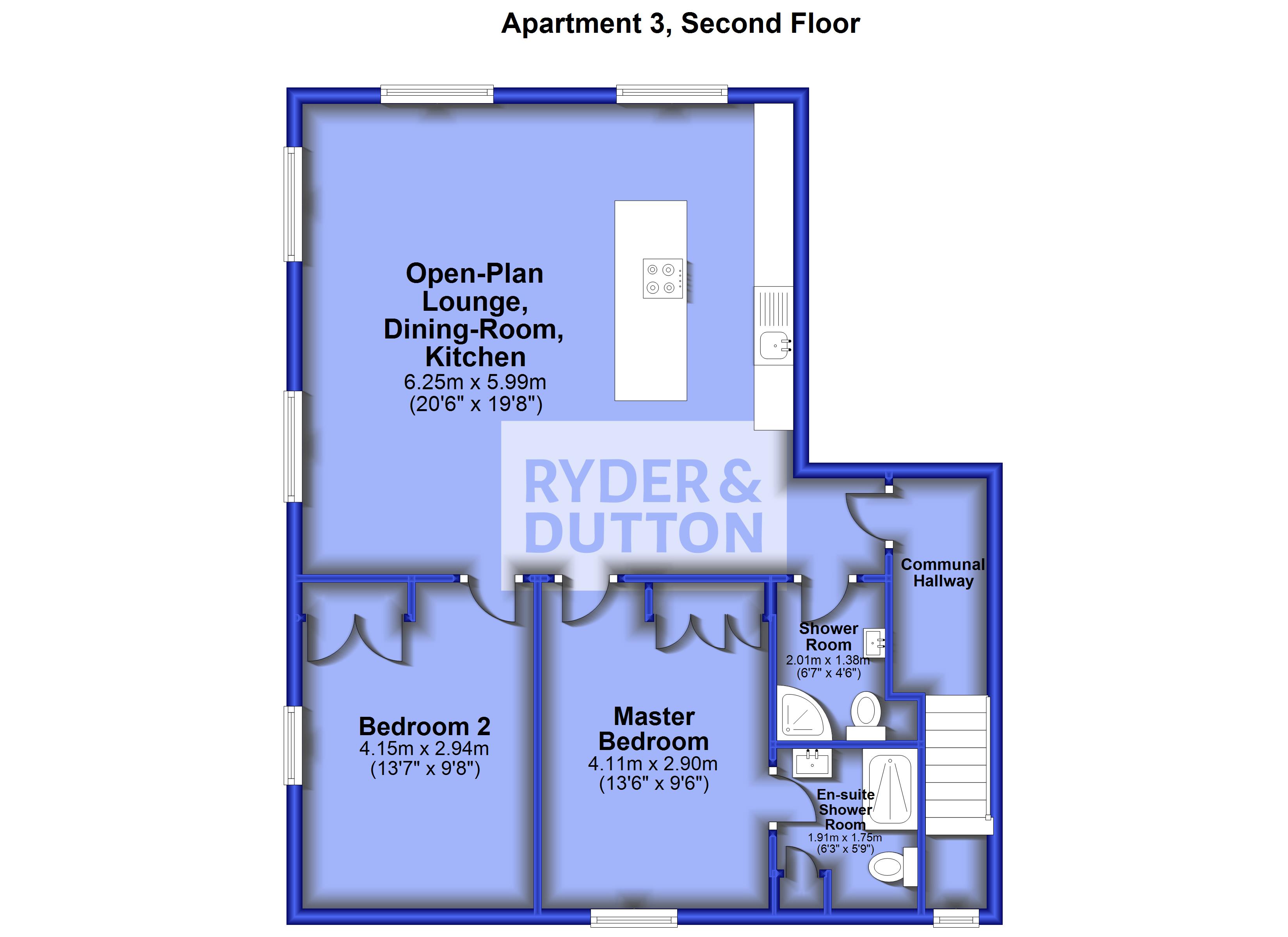 3, Queens Apartments, Rawtenstall floorplan