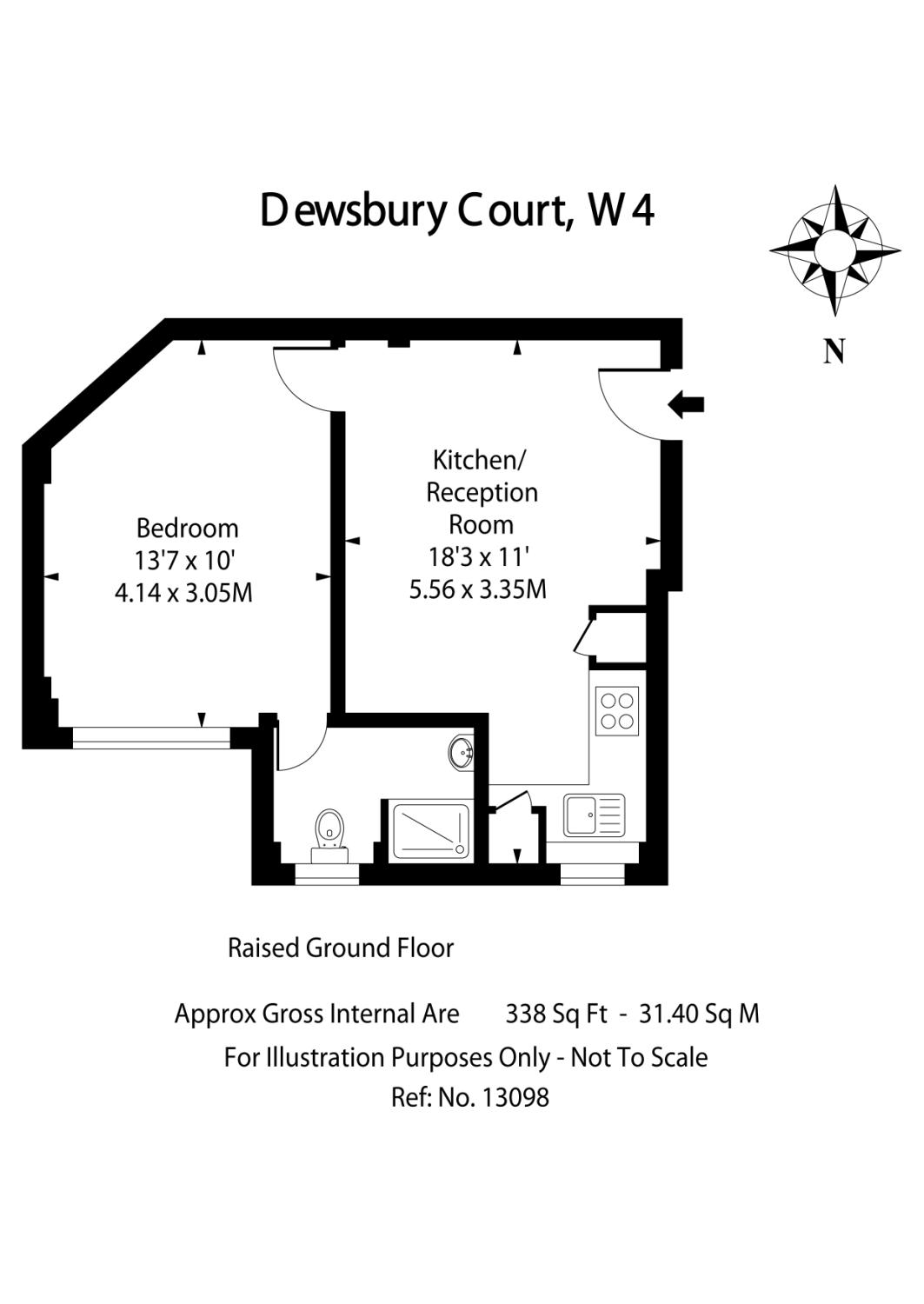 1 Bedrooms Flat for sale in Dewsbury Court, 44-66 Chiswick Road, London W4