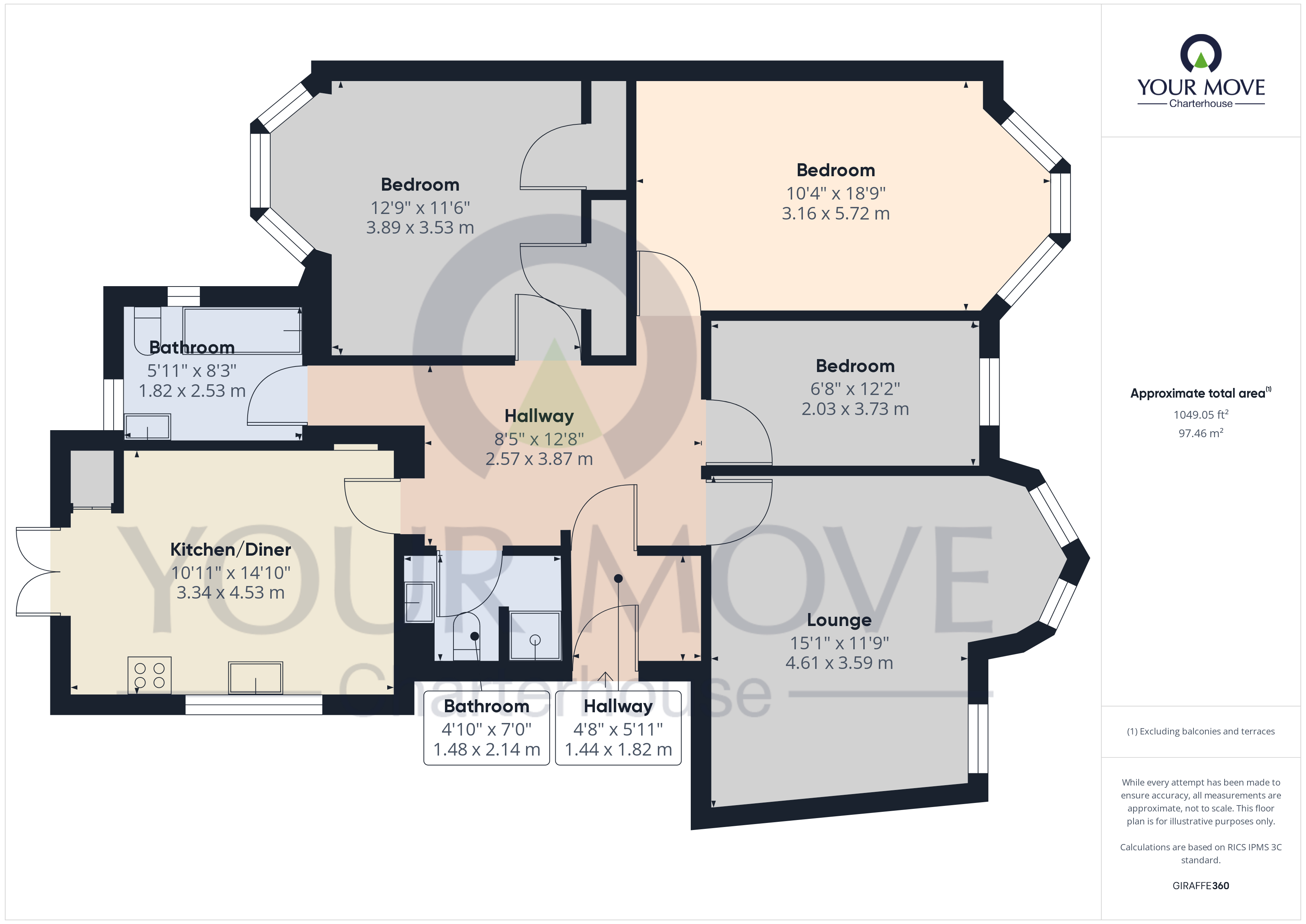 Flat 1, 1-2, Marine Gardens, Kent floorplan