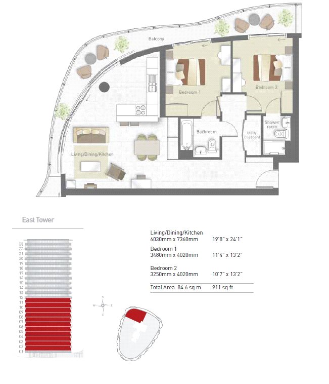 201(L2), Hoola Building, East Tower, Royal Victoria Docks floorplan