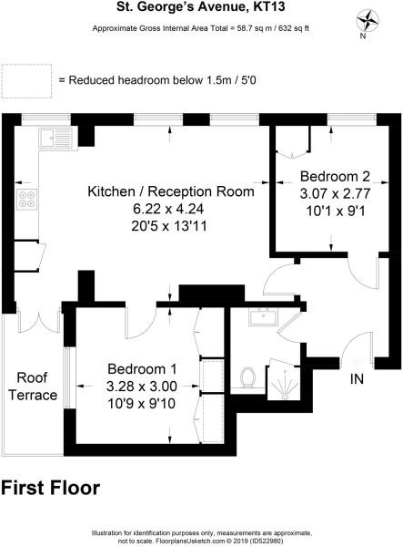 2 Bedrooms Flat for sale in St Georges Avenue, Weybridge, Surrey KT13