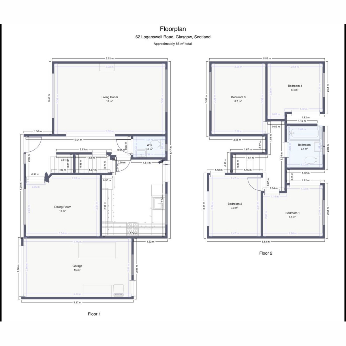 62, Loganswell Road, Glasgow floorplan