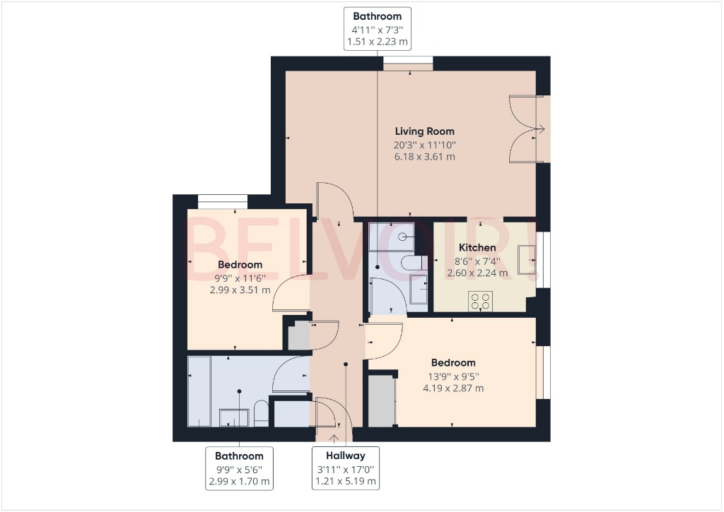 Skippetts Gardens, Cranbourne, Basingstoke RG21, 2 bedroom flat to rent