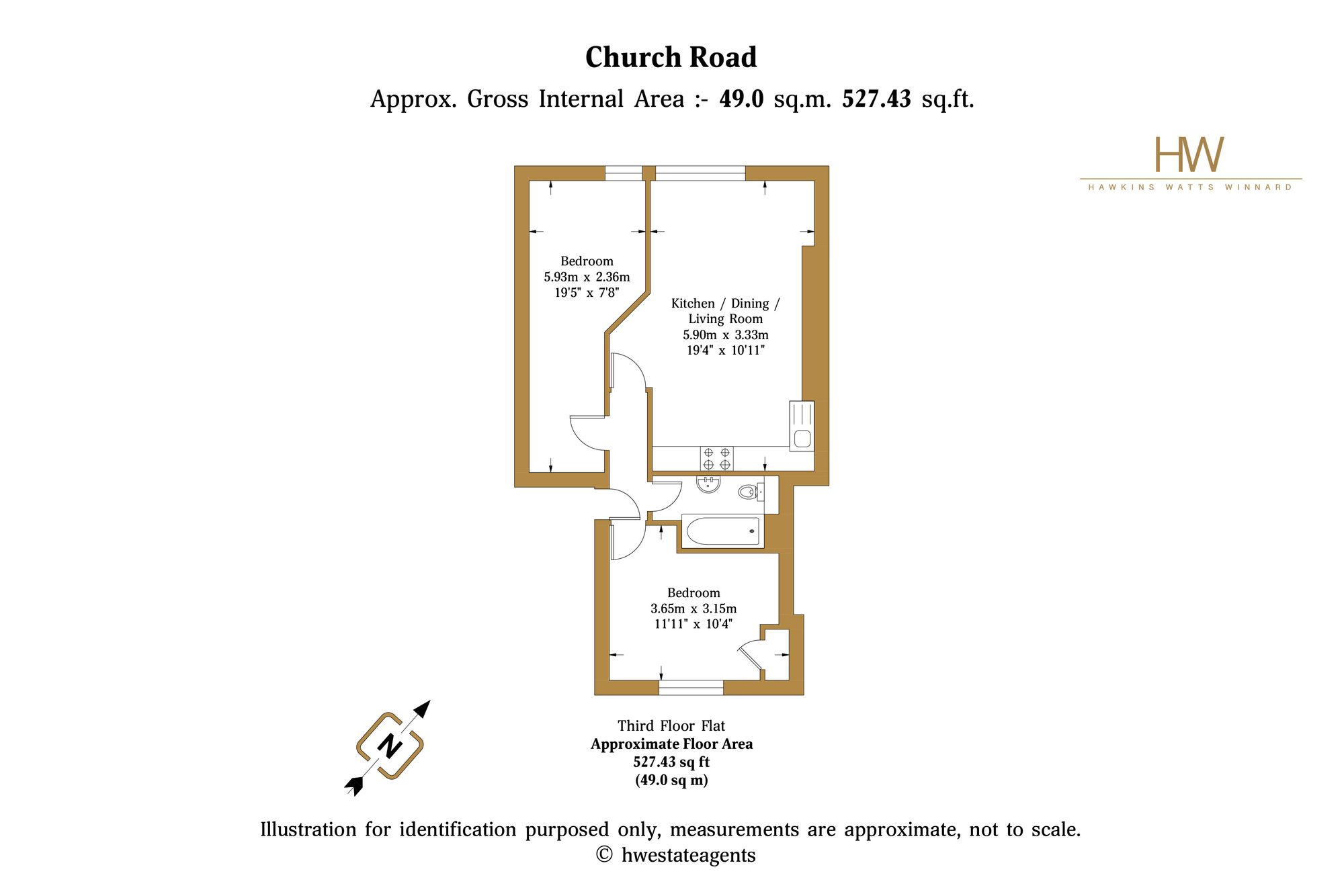 Flat 3, 108 Church Road, Hove floorplan